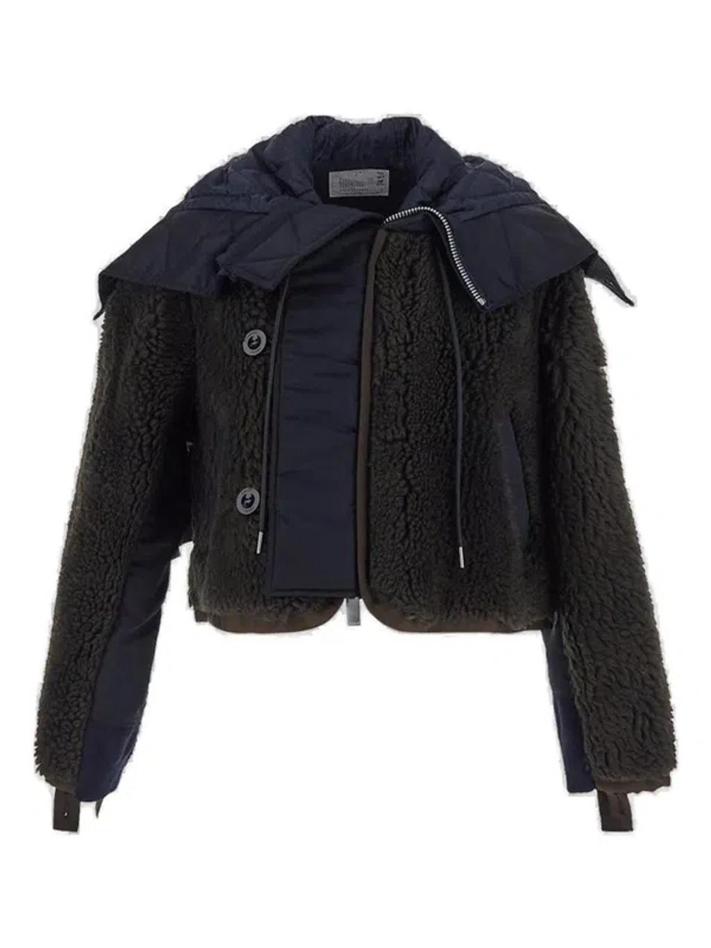 SACAI Teddy Zip Detailed Drawstring Jacket In Multicoloured Product Image