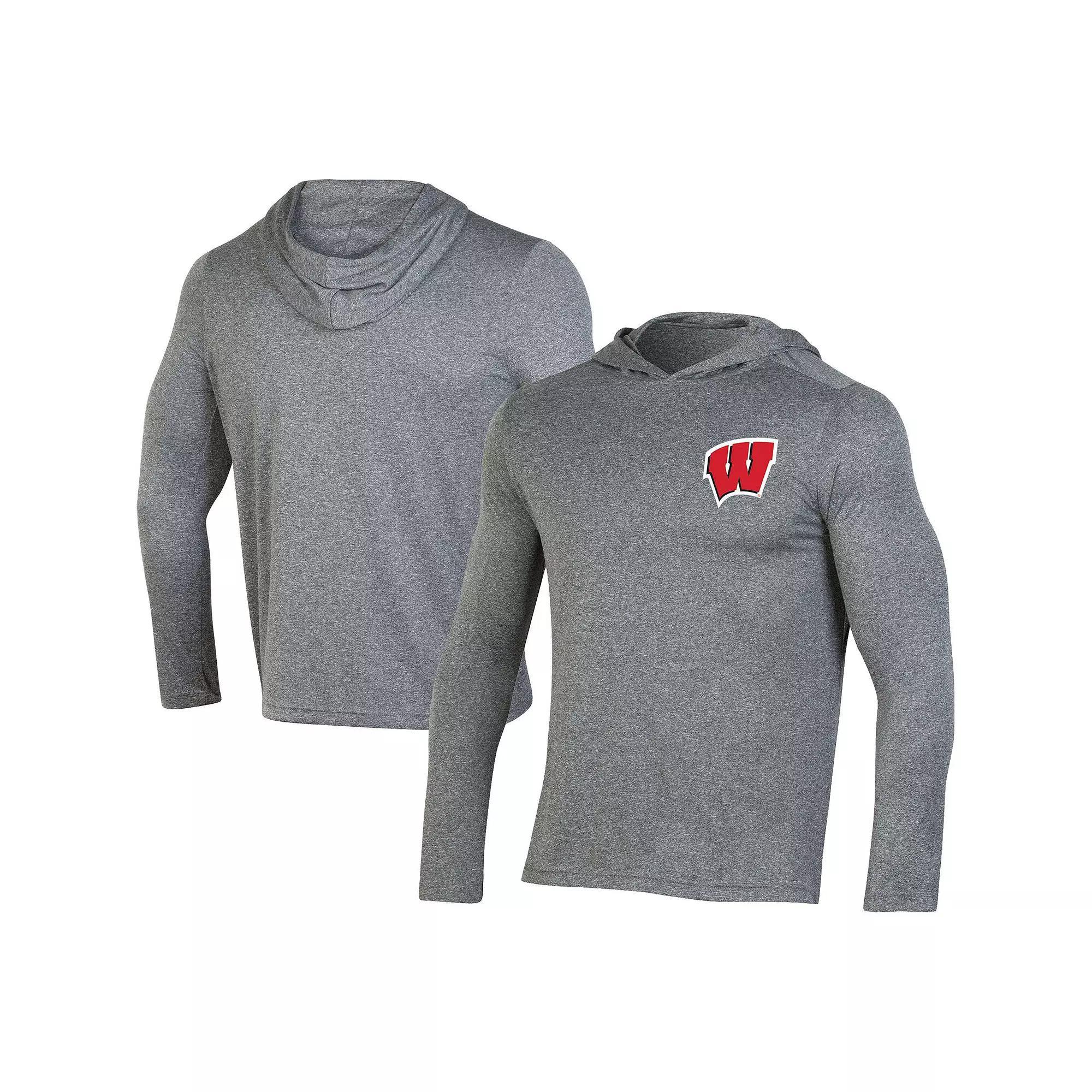 Men's Champion Gray Wisconsin Badgers Hoodie Long Sleeve T-Shirt, Size: XL, Grey Product Image