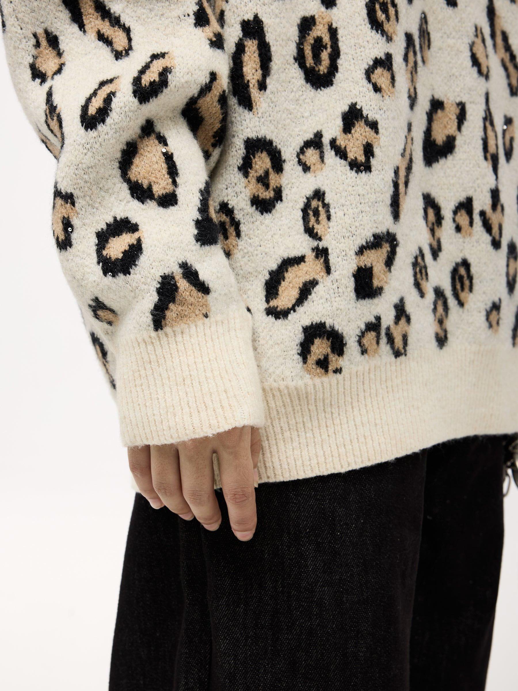 Aelfric Eden Apricot Leopard Print Sweater Product Image