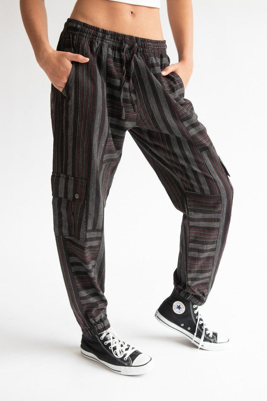 Striped Cargo Joggers Product Image