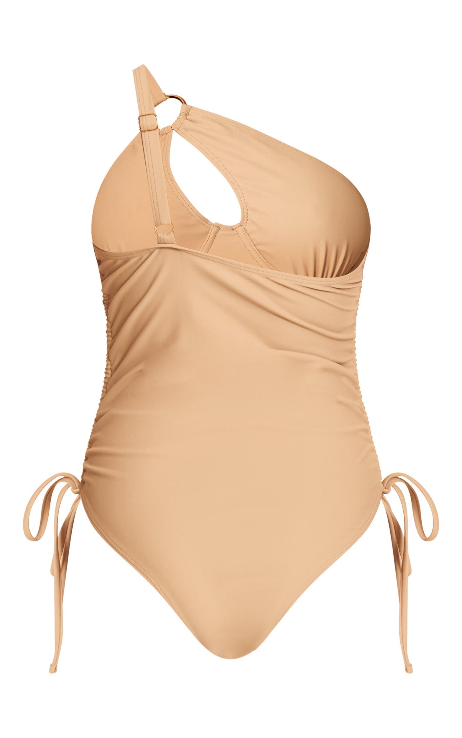 Petite Sand One Shoulder Underwired Swimsuit Product Image