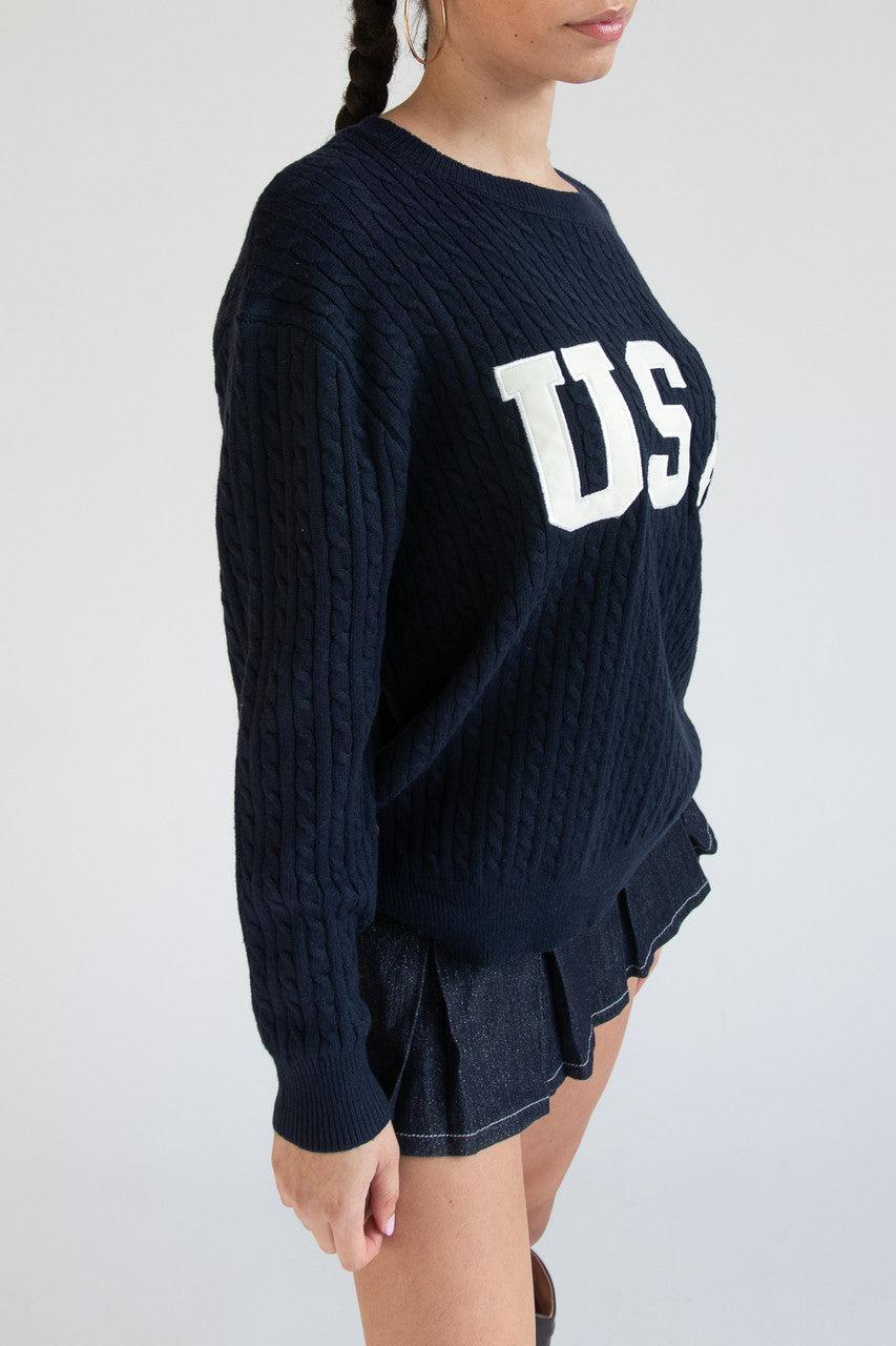 Cable Knit USA Sweater Product Image