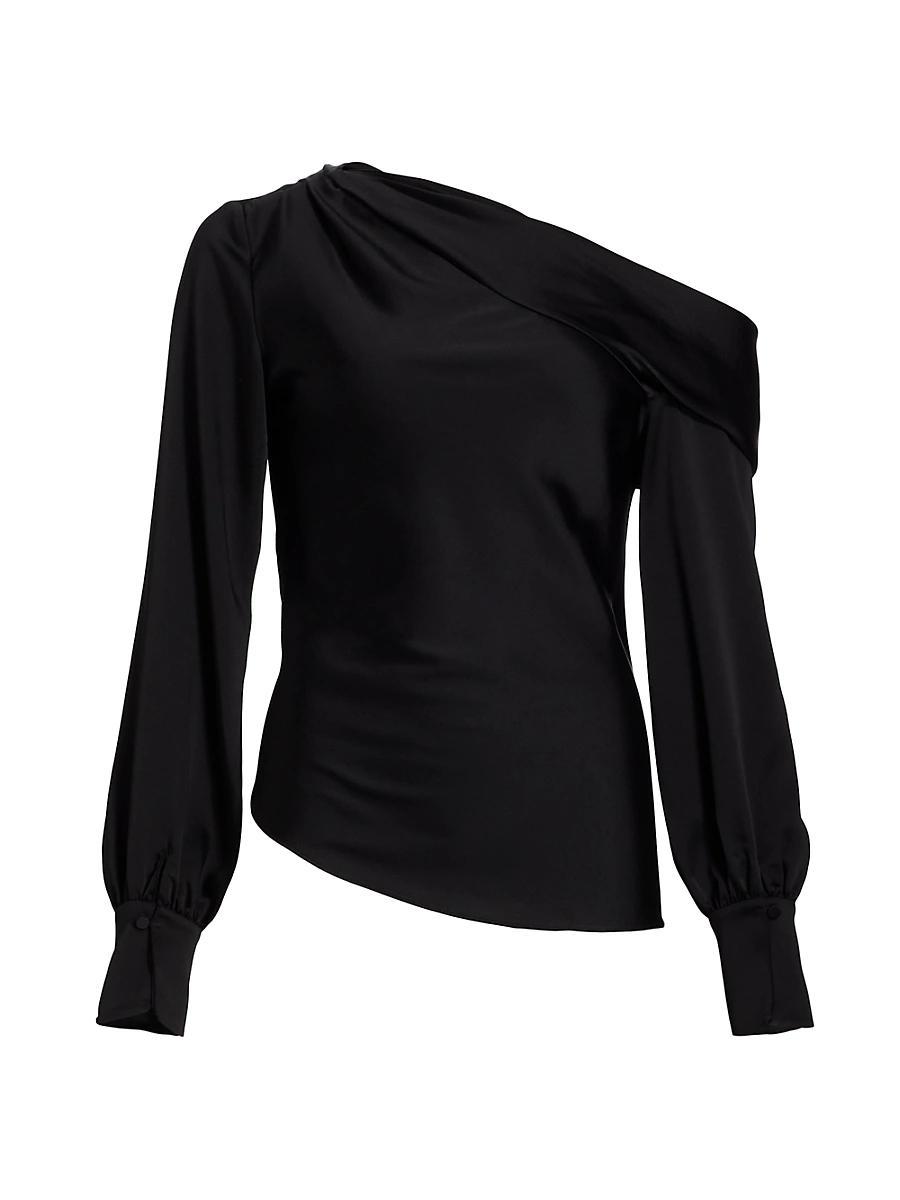 Alice Draped Satin One-Shoulder Top Product Image
