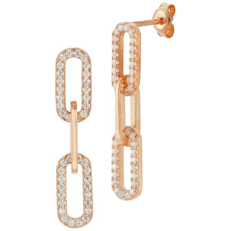 Sunkissed Sterling Sterling Silver Cubic Zirconia Link Chain Drop Earrings, Women's, Silver Tone Product Image