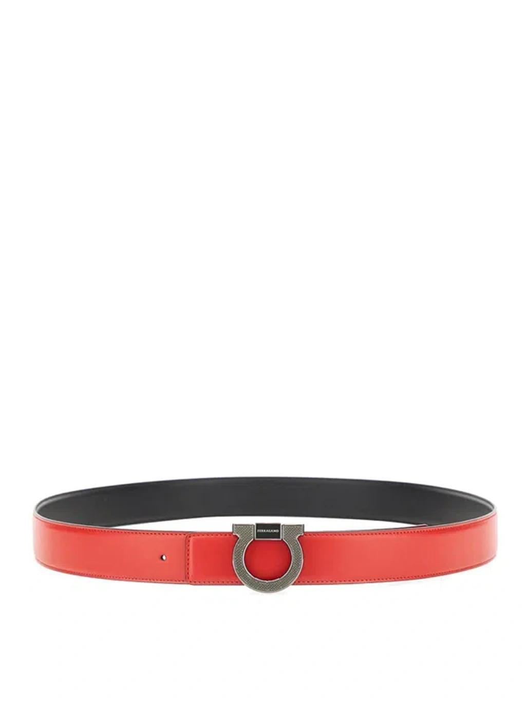 FERRAGAMO Salvatore  Reversible Gancini Belt In Black Product Image