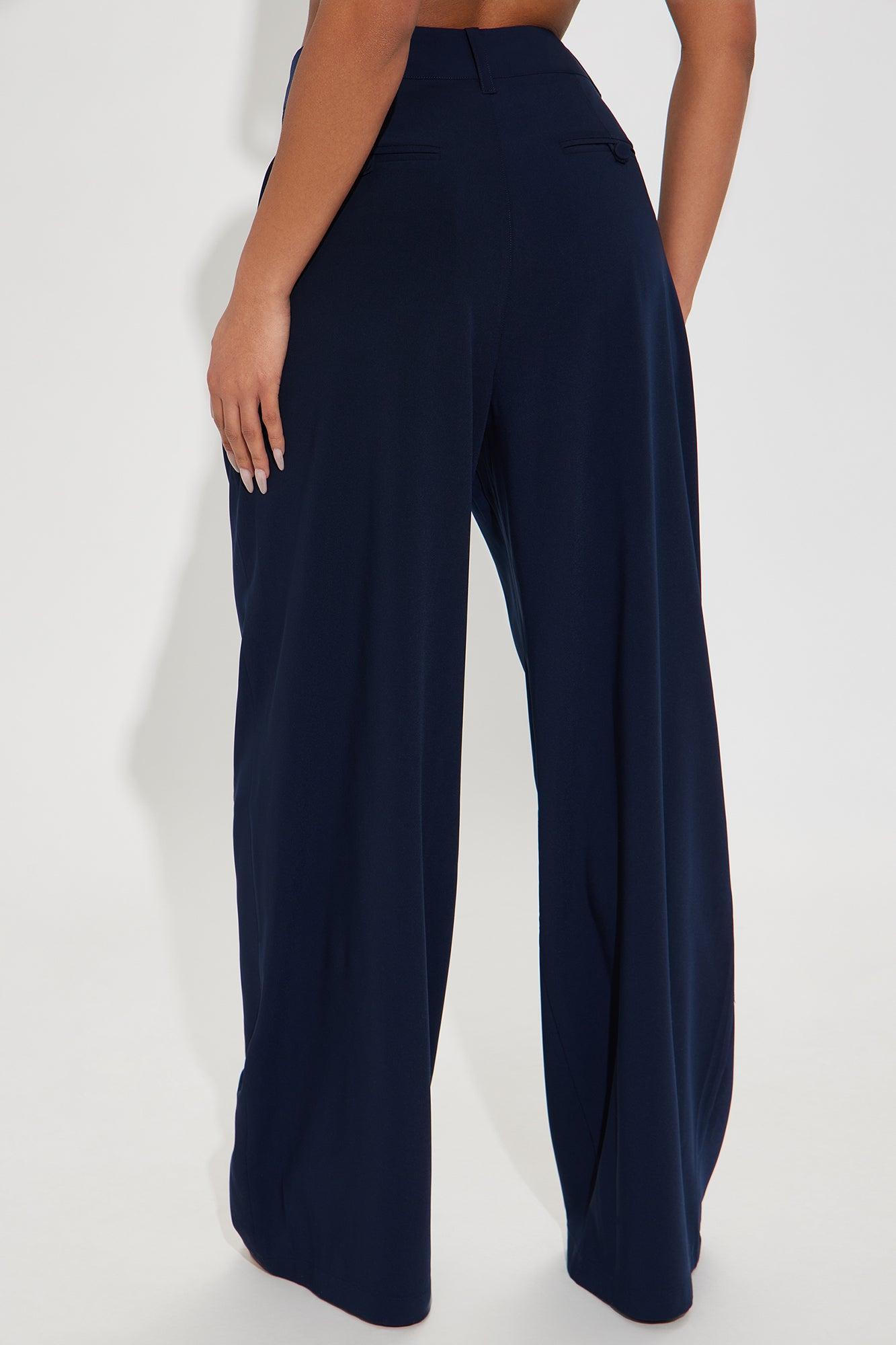 Taliana Wide Leg Trouser - Navy Product Image