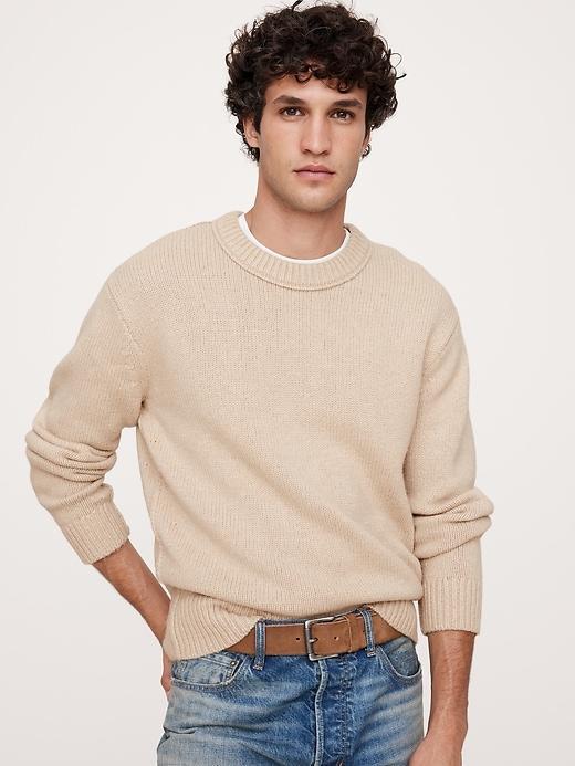 Relaxed Wool-Cotton Crew-Neck Sweater Product Image