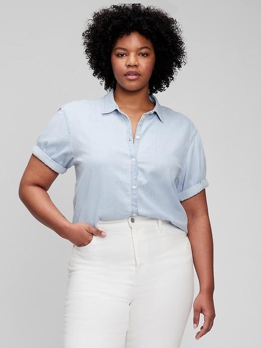 Roll Cuff Denim Shirt Product Image