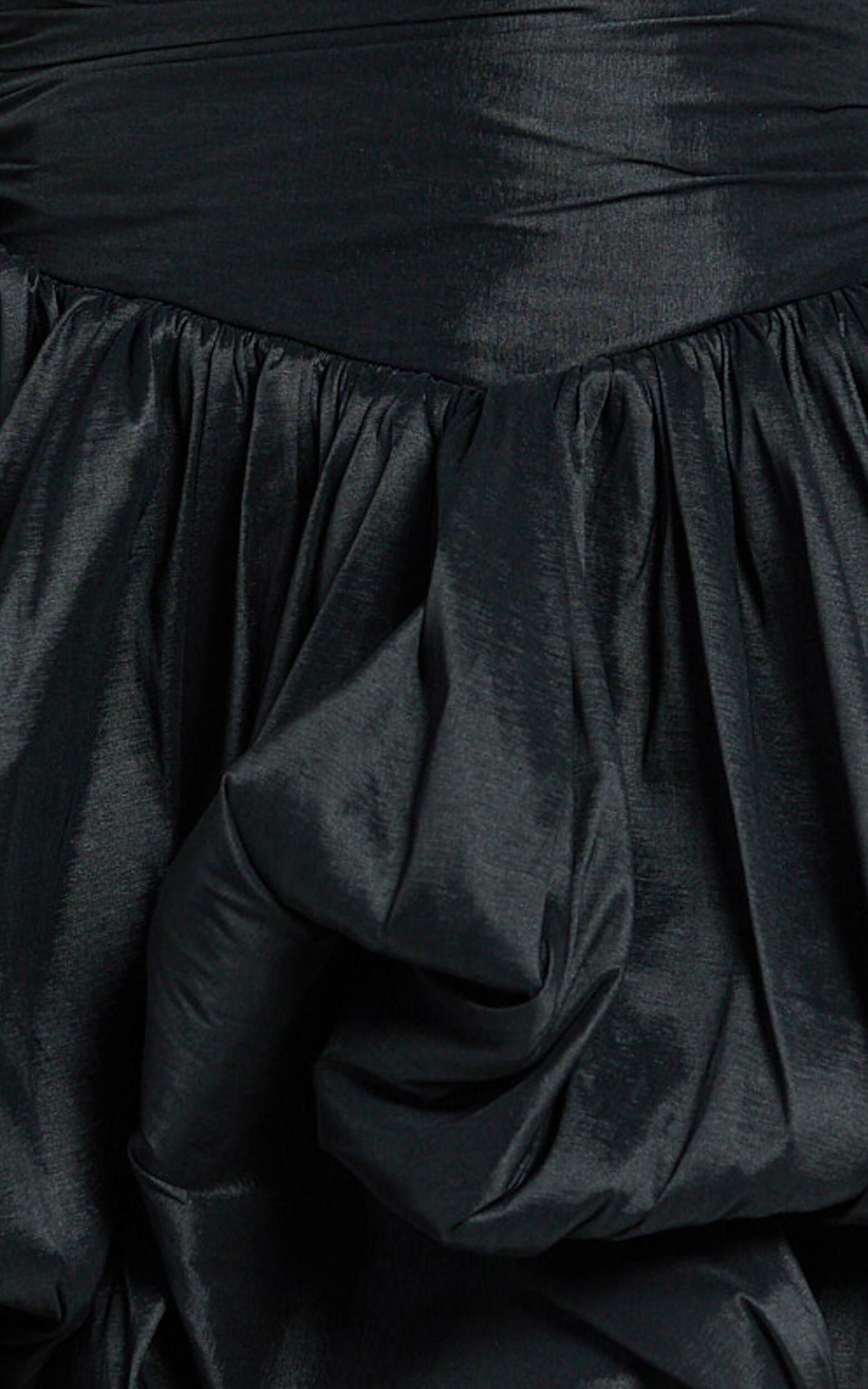 Deb Mini Dress - Ruched Strapless Bubble Hem Dress in Black Product Image