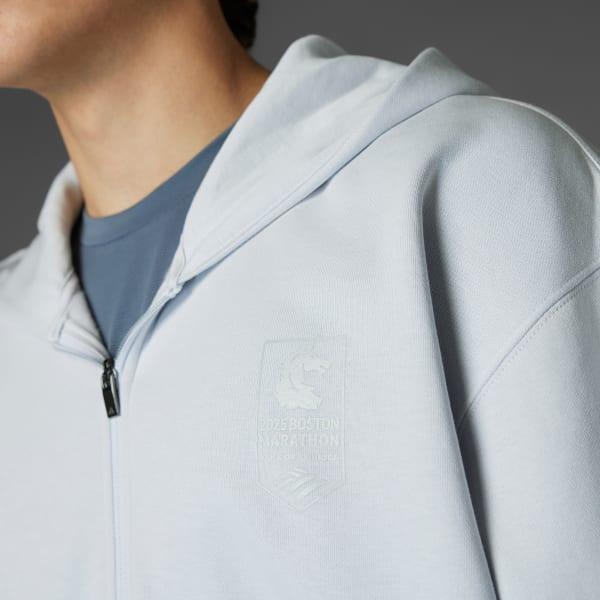 adidas Boston Marathon 2025 Full Zip Hoodie Dash Grey 2XL Mens Product Image