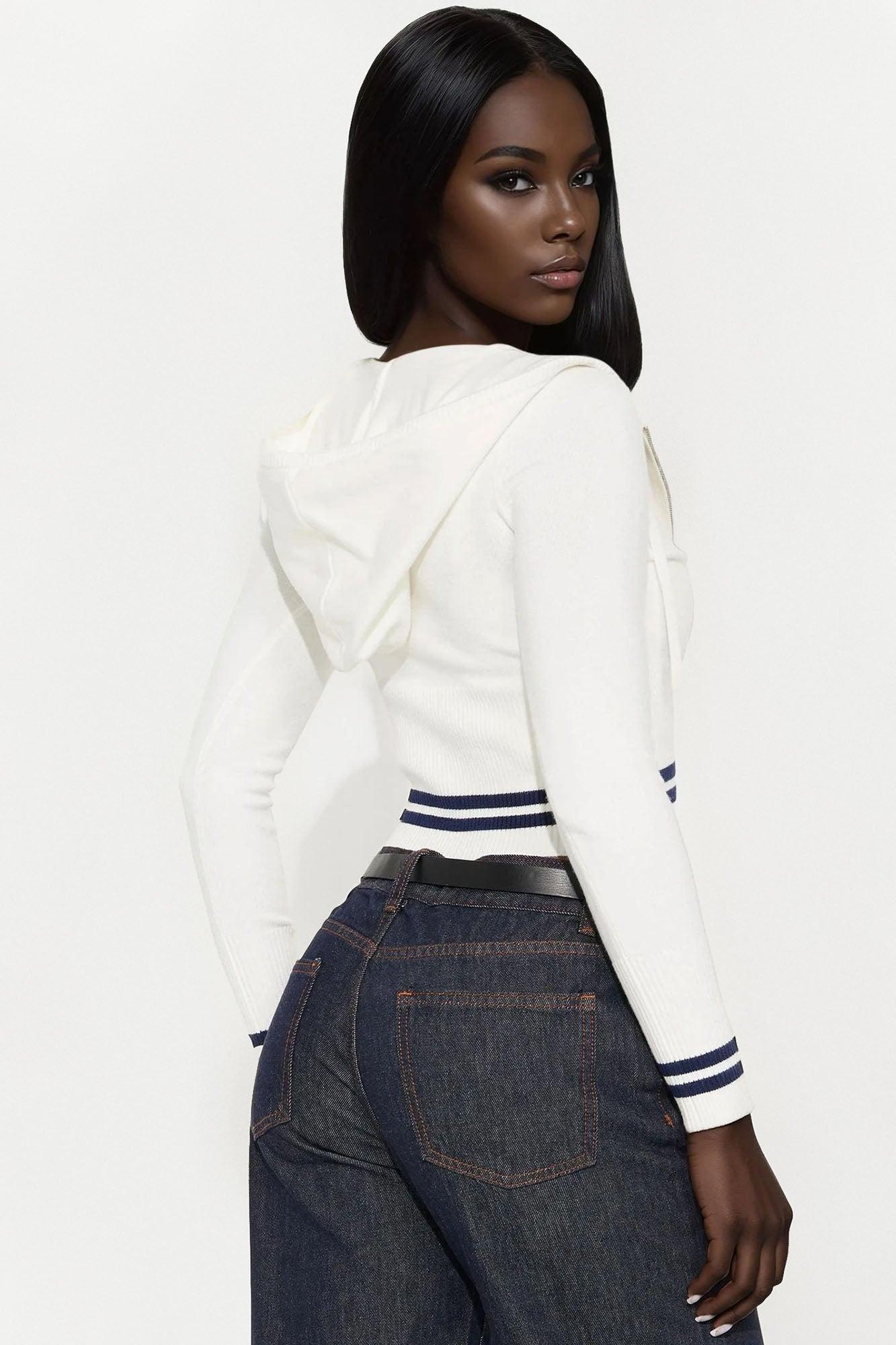 In My Teddy Bear Era Front Zip Cardigan - White/combo Product Image