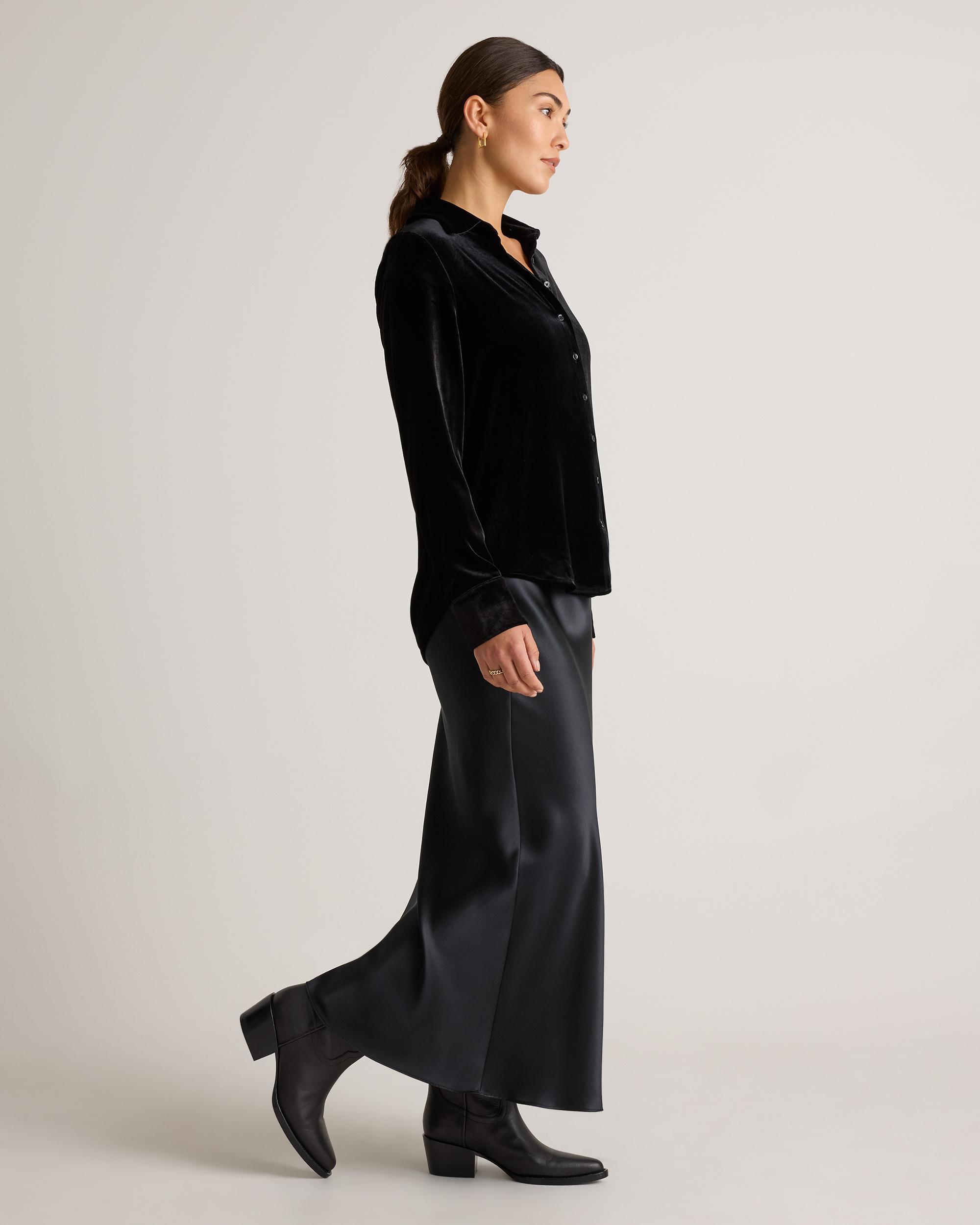 Quince | Women's Stretch Silk Velvet Long Sleeve Shirt Product Image