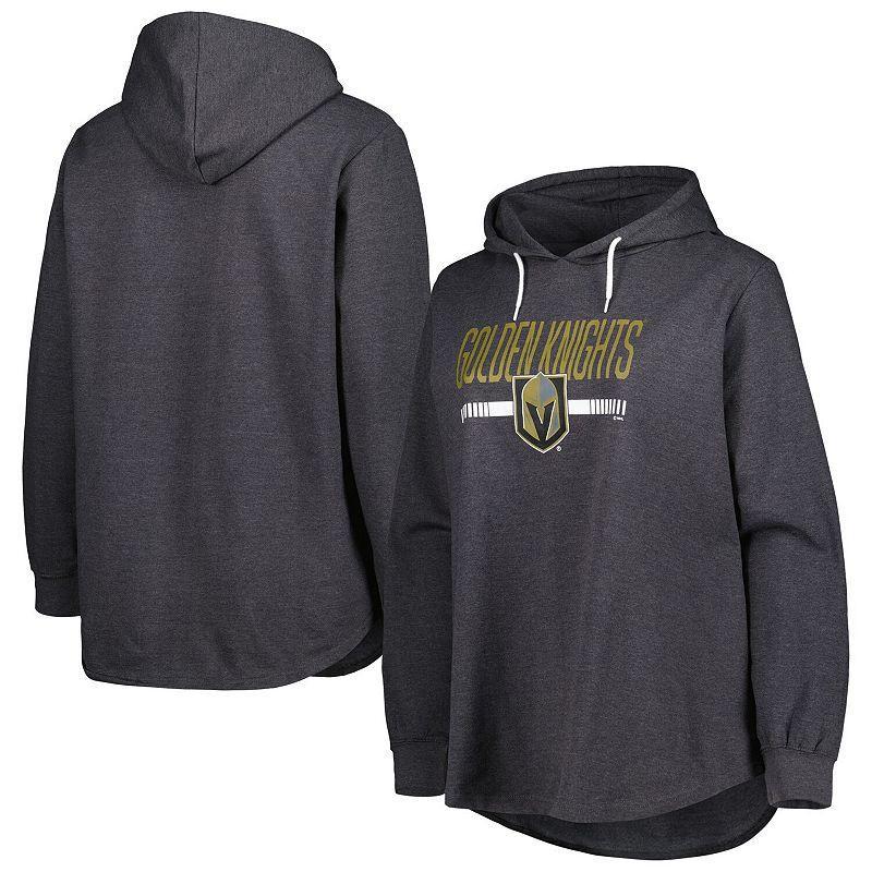 Womens Heather Charcoal Vegas Golden Knights Plus Size Fleece Pullover Hoodie Product Image