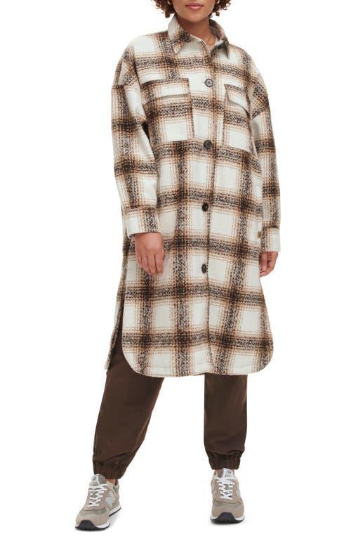 Levi's(r) Long Length Wool Blend Shirt Jacket (Cream Plaid) Women's Clothing Product Image