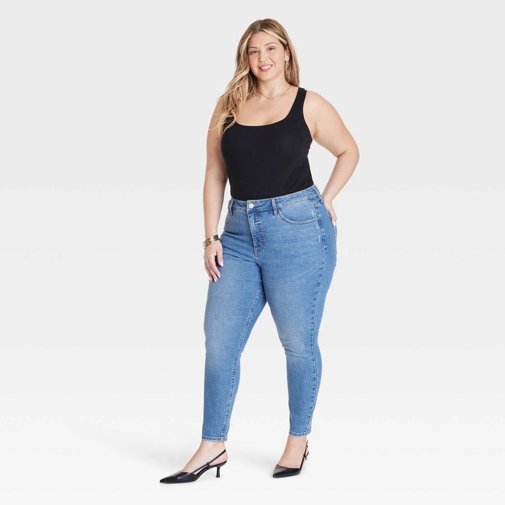 Women's High-Rise Skinny Jeans - Ava & Viv™ Blue 18: Midweight , Stretch Fabric Product Image