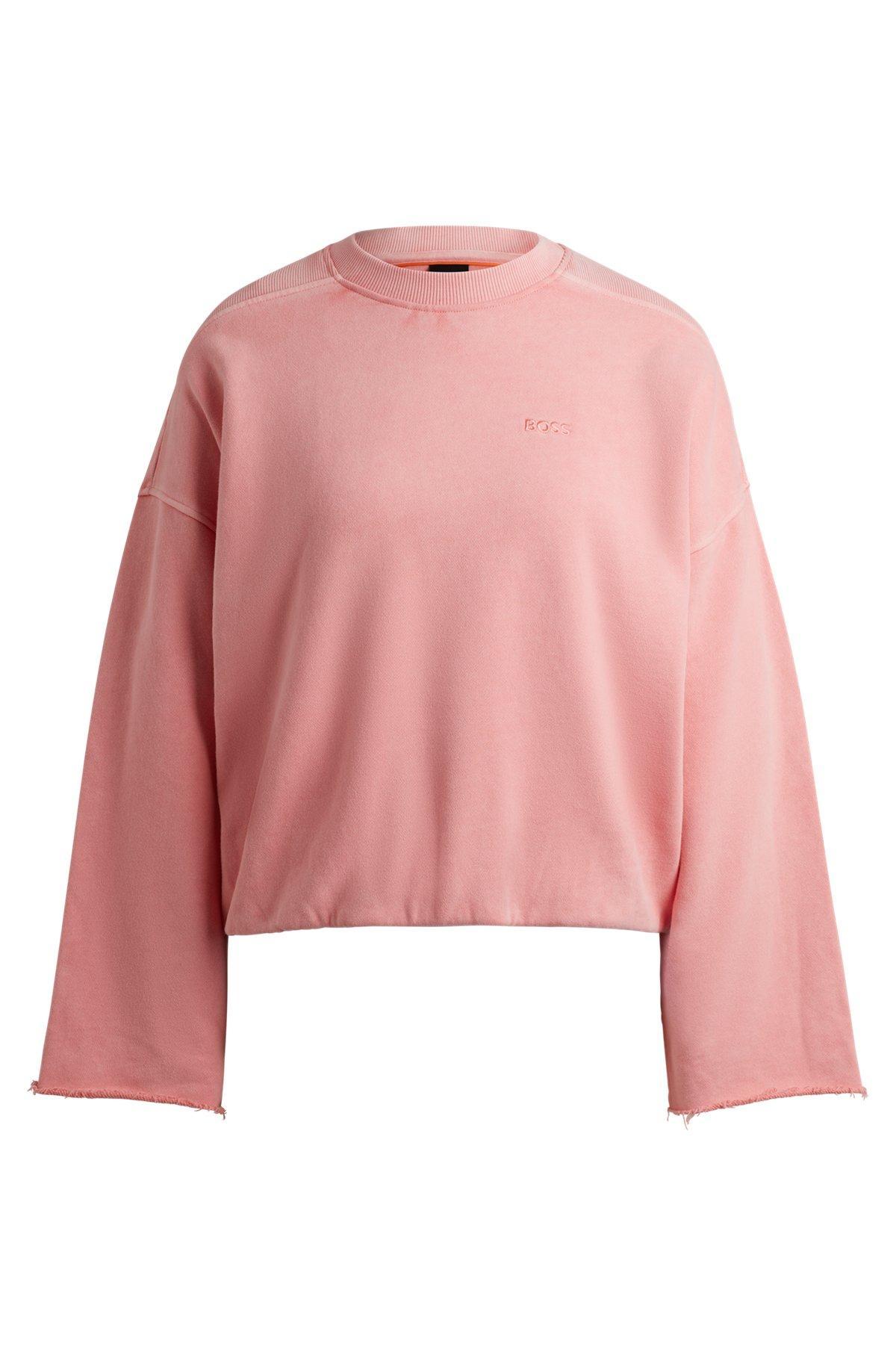 Cotton-terry sweatshirt with drawcord cuffs Product Image
