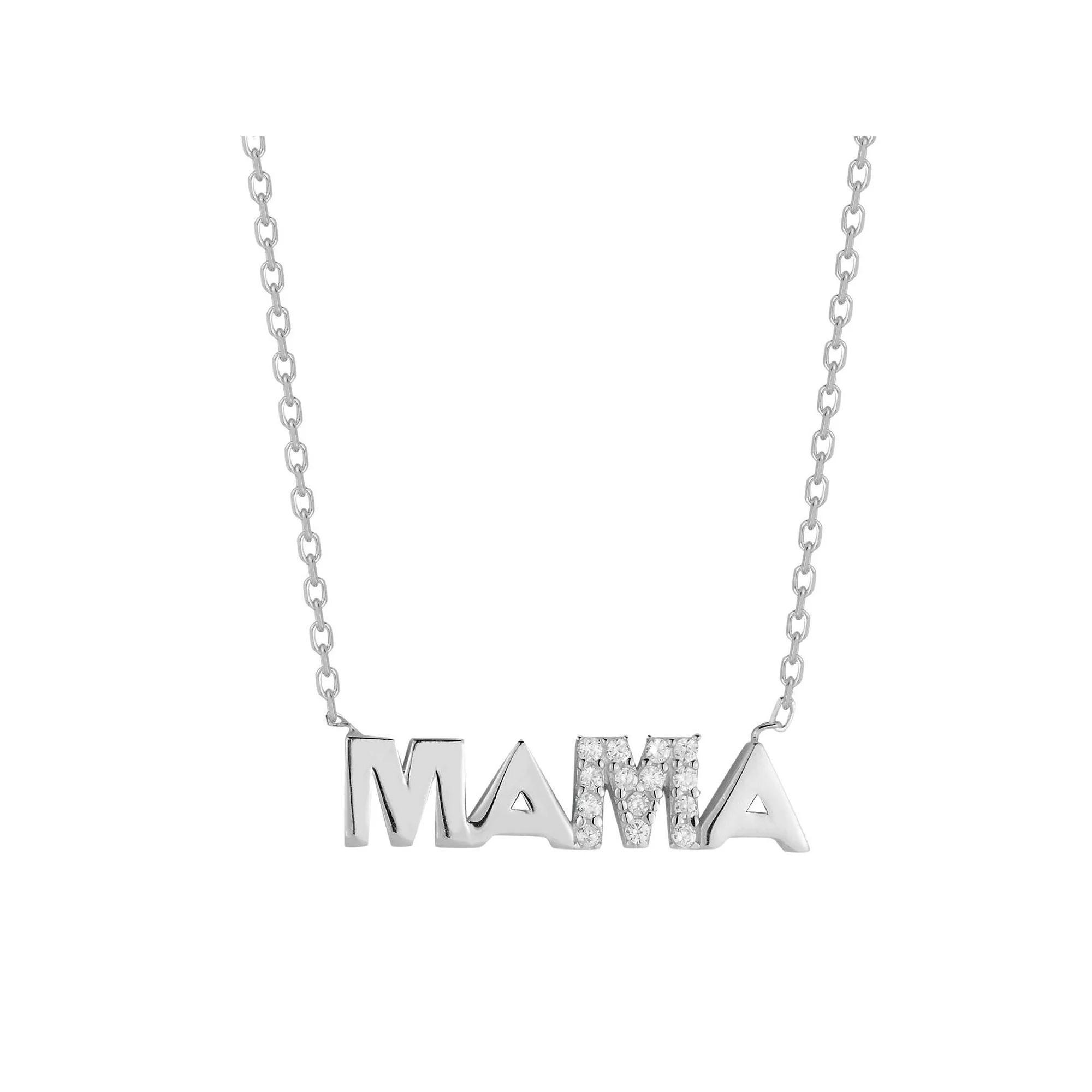Sunkissed Sterling Cubic Zirconia "Mama" Necklace, Women's, Silver Tone Product Image