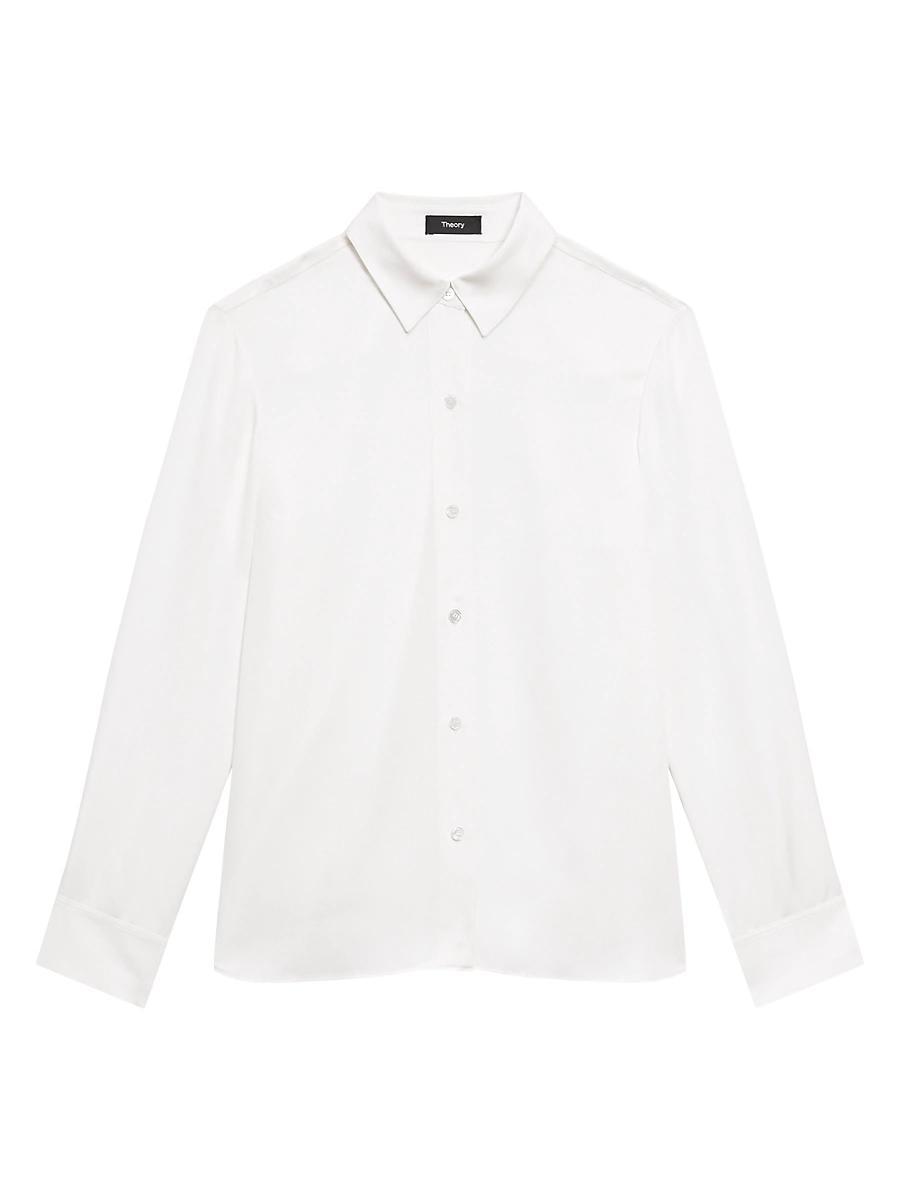 Womens Straight Silk Button-Front Shirt Product Image