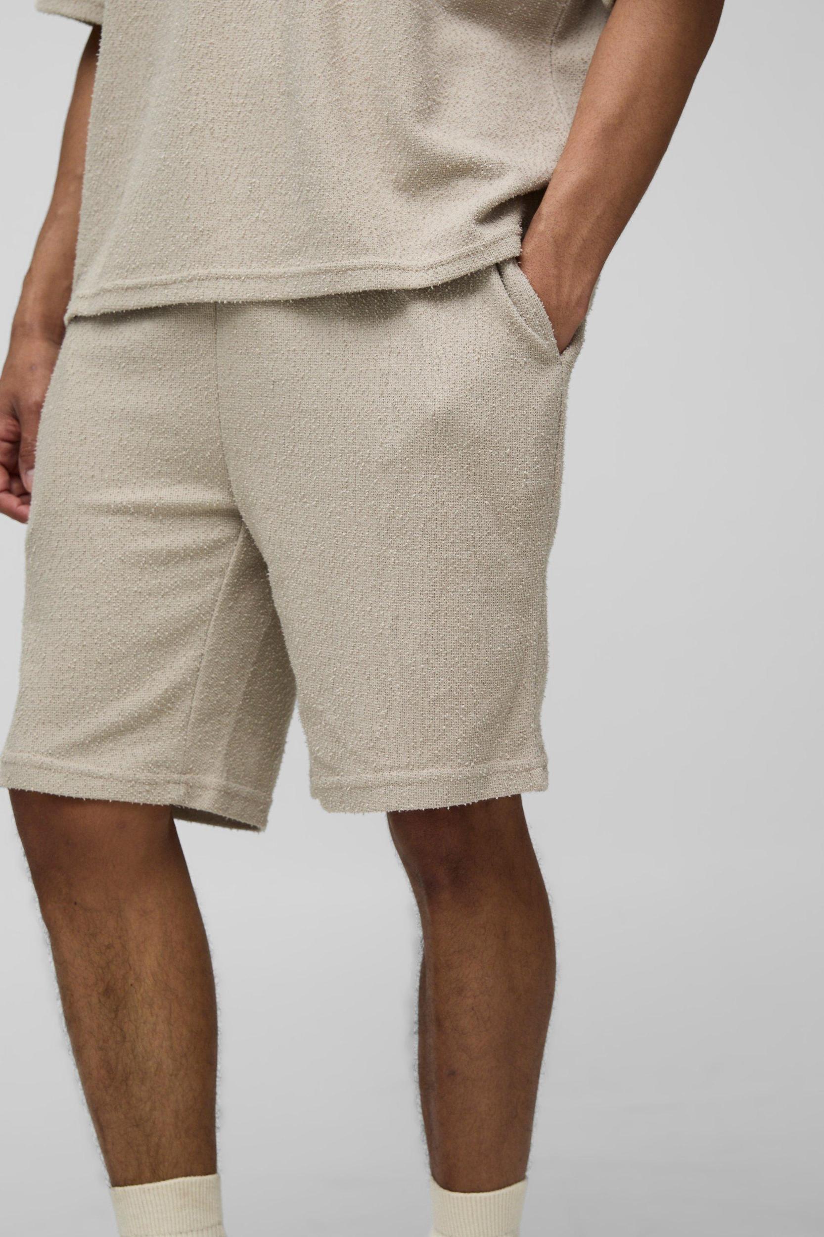Slim Natural Texture Short | boohooMAN USA Product Image