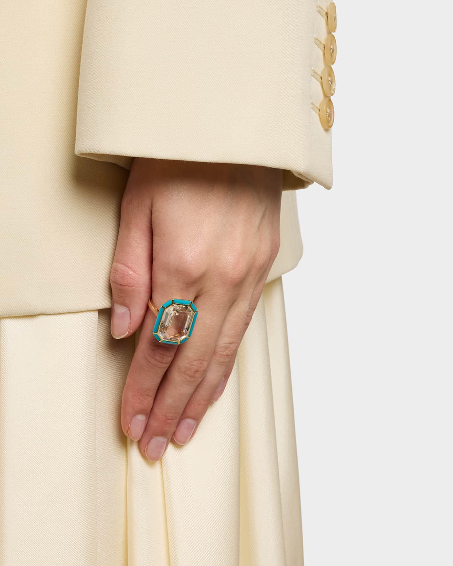 Melange 18K Yellow Gold Rock Crystal Emerald Cut Ring Product Image