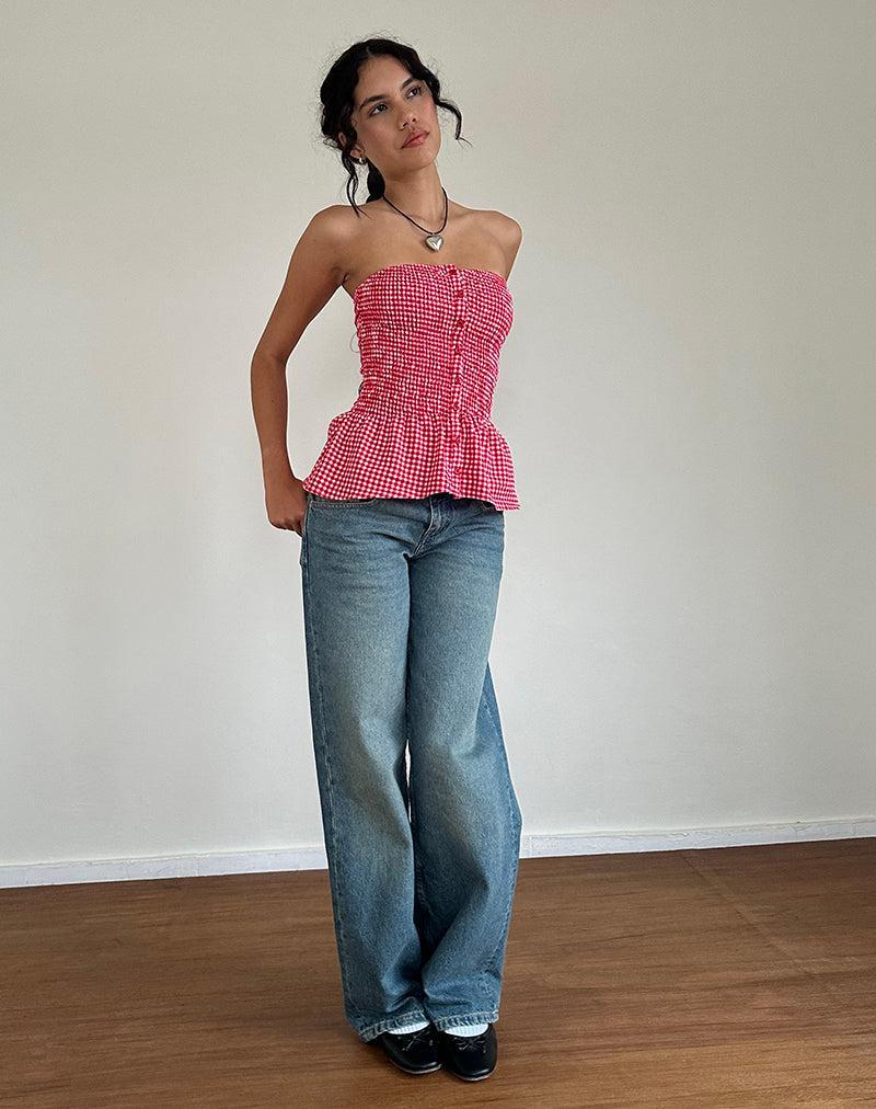 Soter Top in Red Gingham Female Product Image