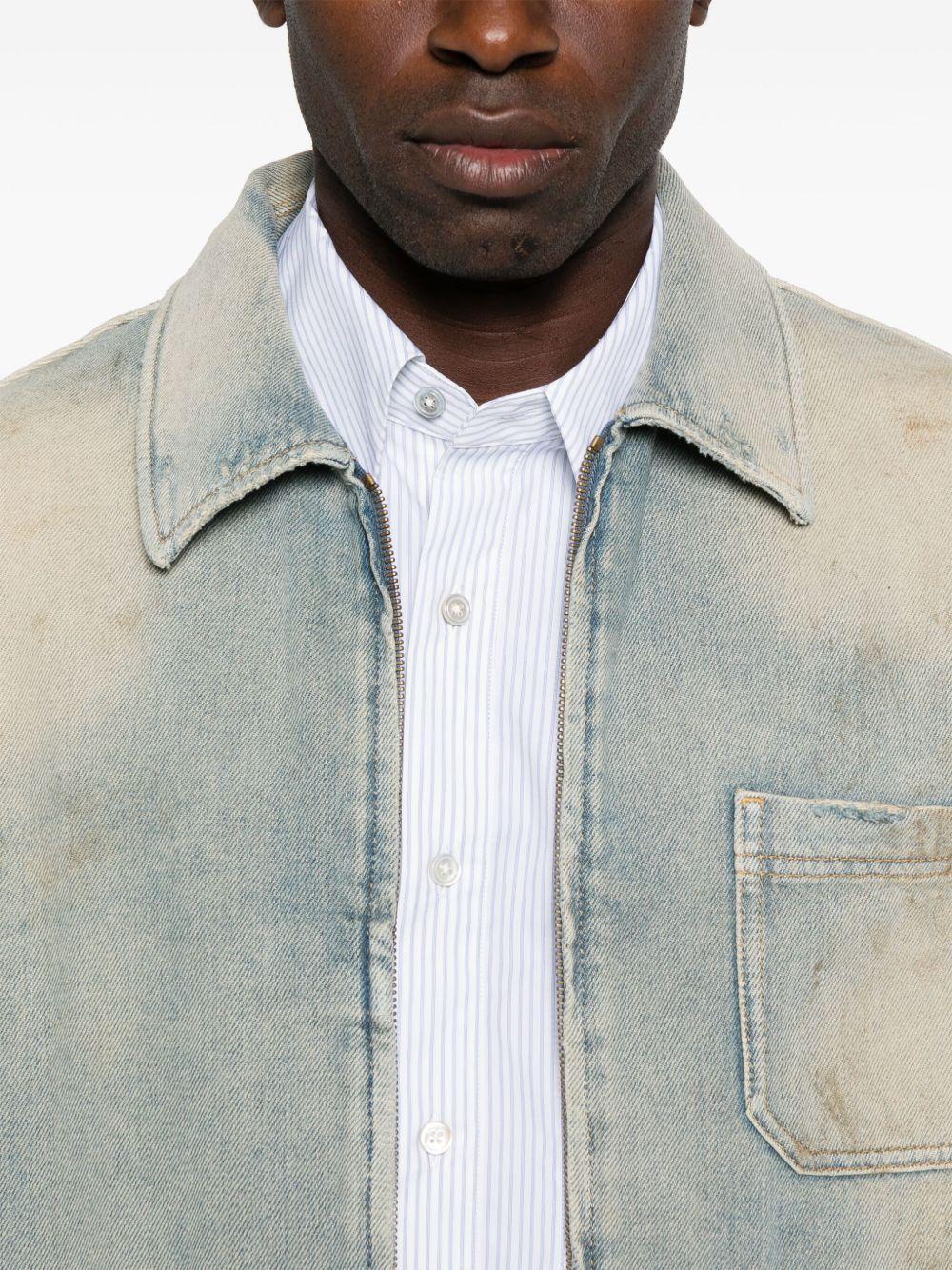 zip-up denim jacket Product Image