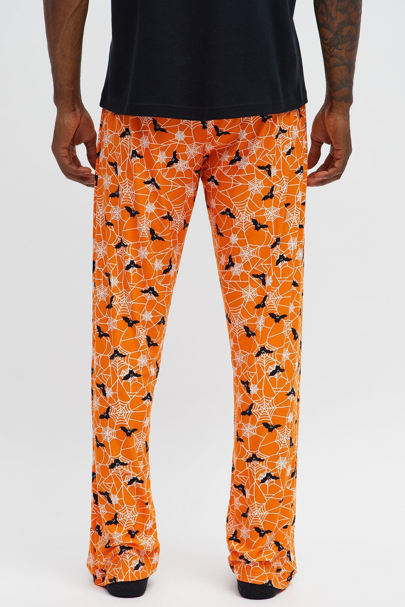 Web Of Bats Halloween Lounge Pants - Orange/combo Male Product Image