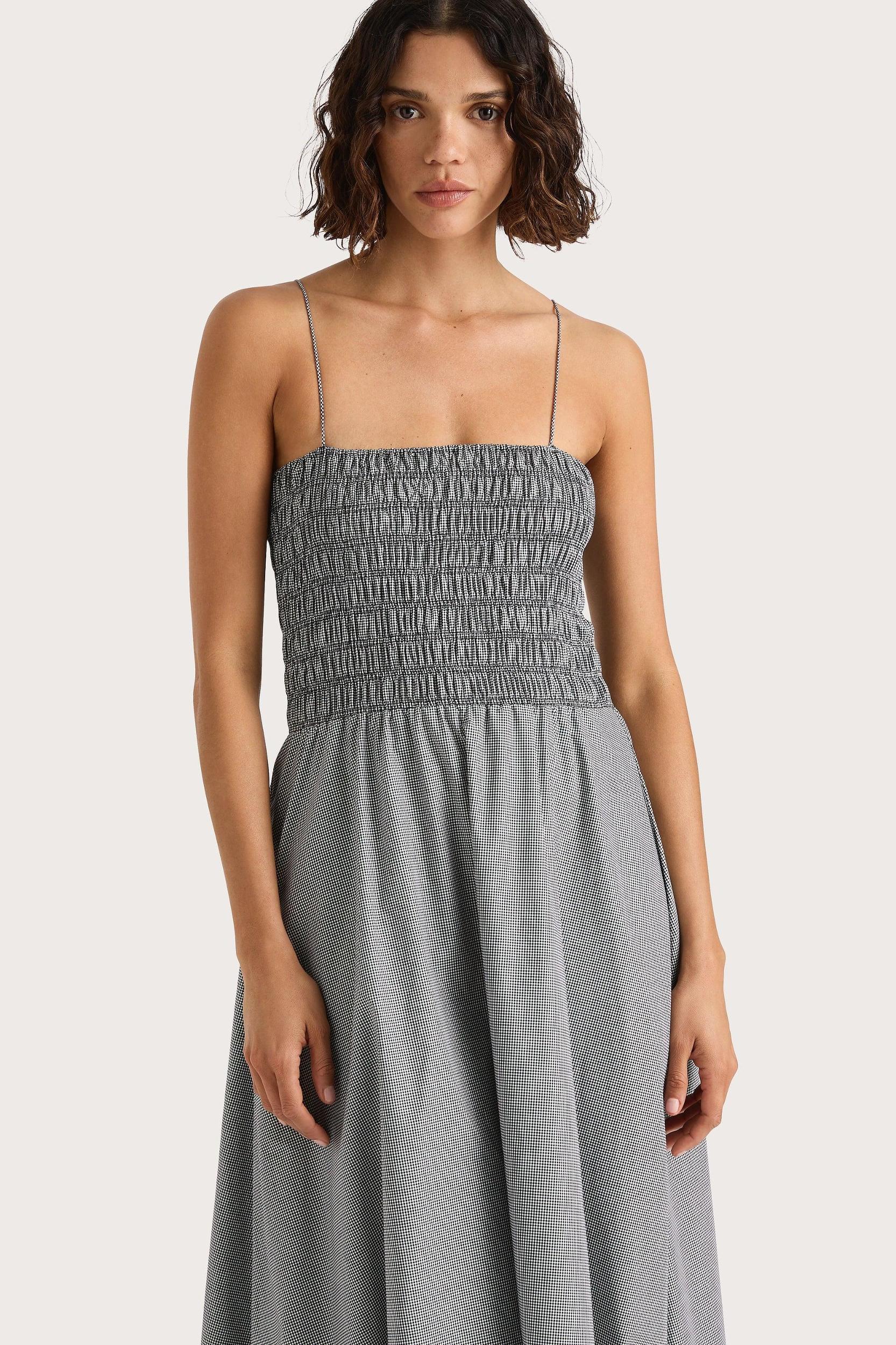 Lida Maxi Dress Gingham Black Product Image