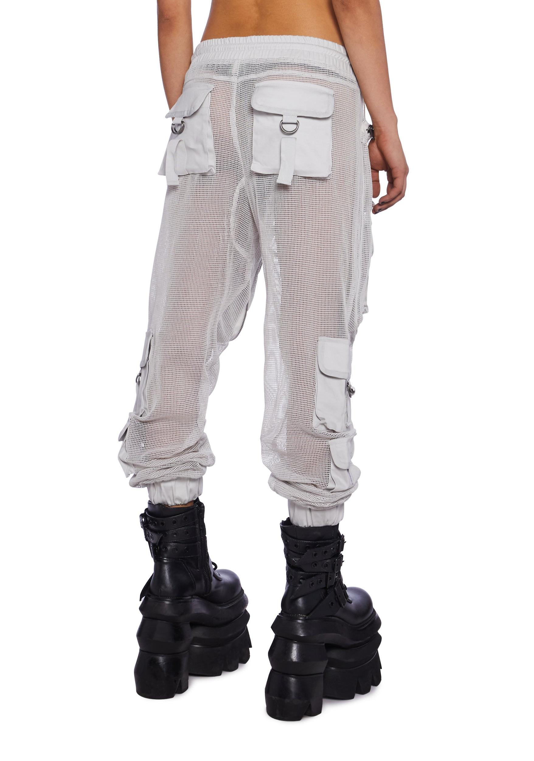 Complex Nights Fishnet Cargo Pants - Gray Product Image