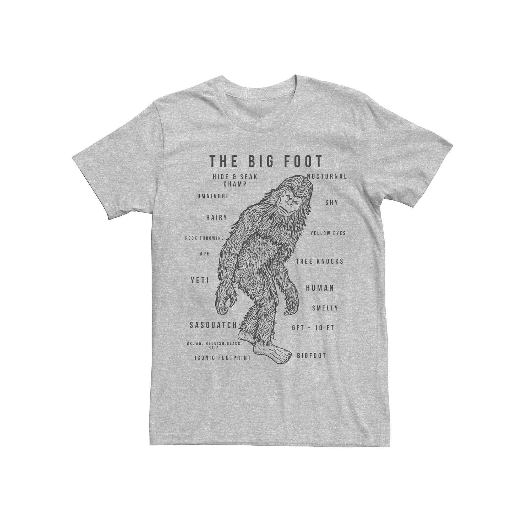 Men's Bigfoot Names And Facts Graphic Tee, Size: 3XL, Athletic Grey Product Image