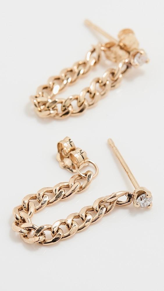 Zoe Chicco 14k Prong Diamond Small Curb Chain Huggie Earrings | Shopbop Product Image