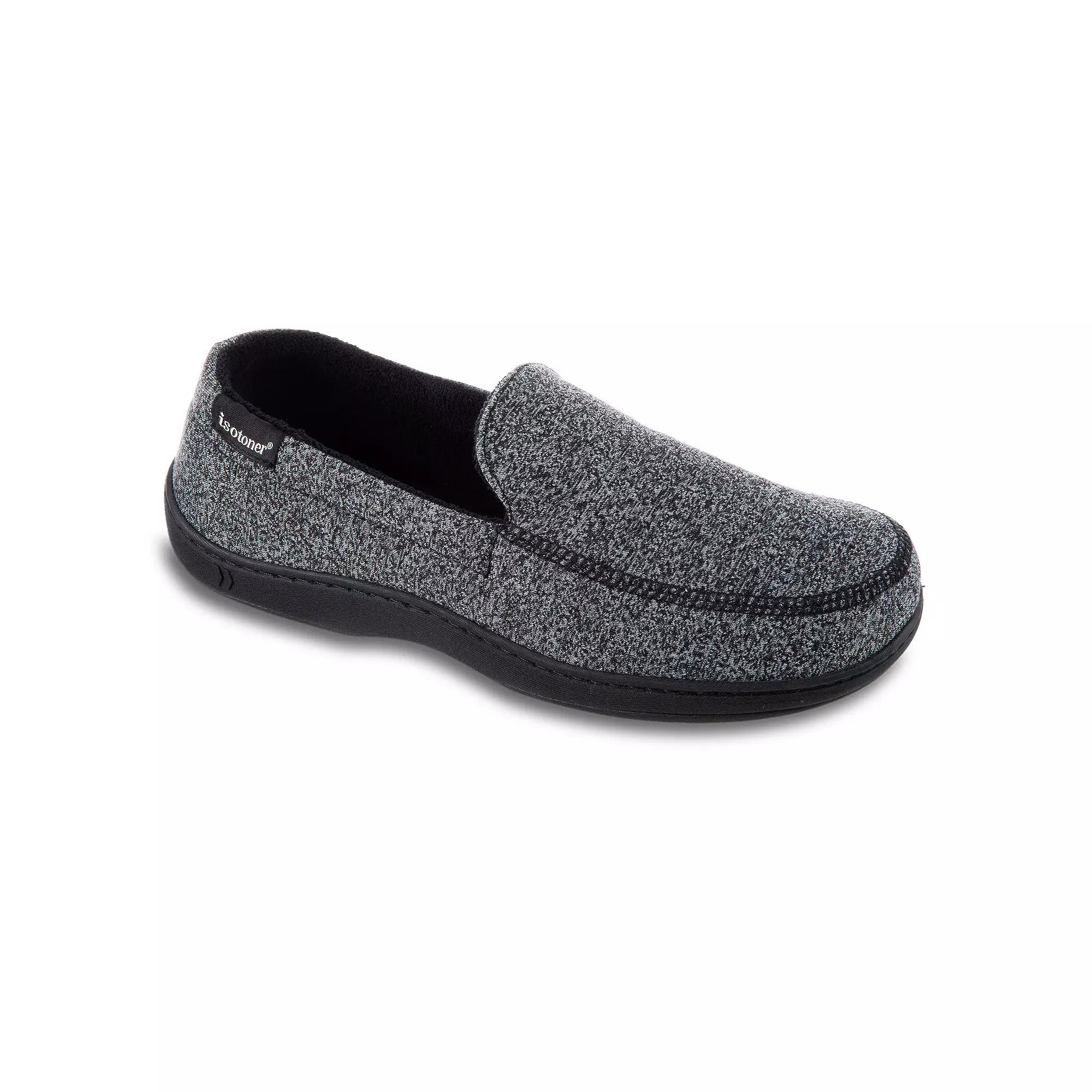 isotoner Space Dye Men's Moccasin Slippers, Size: XXL, Black Product Image