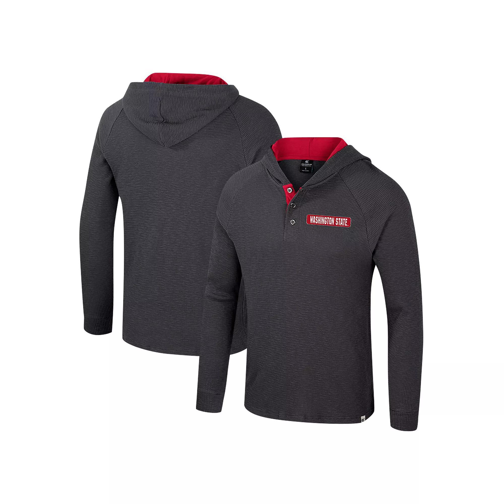 Men's Colosseum  Charcoal Washington State Cougars Dujour Ralgan Long Sleeve Henley Hoodie T-Shirt, Size: XL, Wsc Charco Product Image