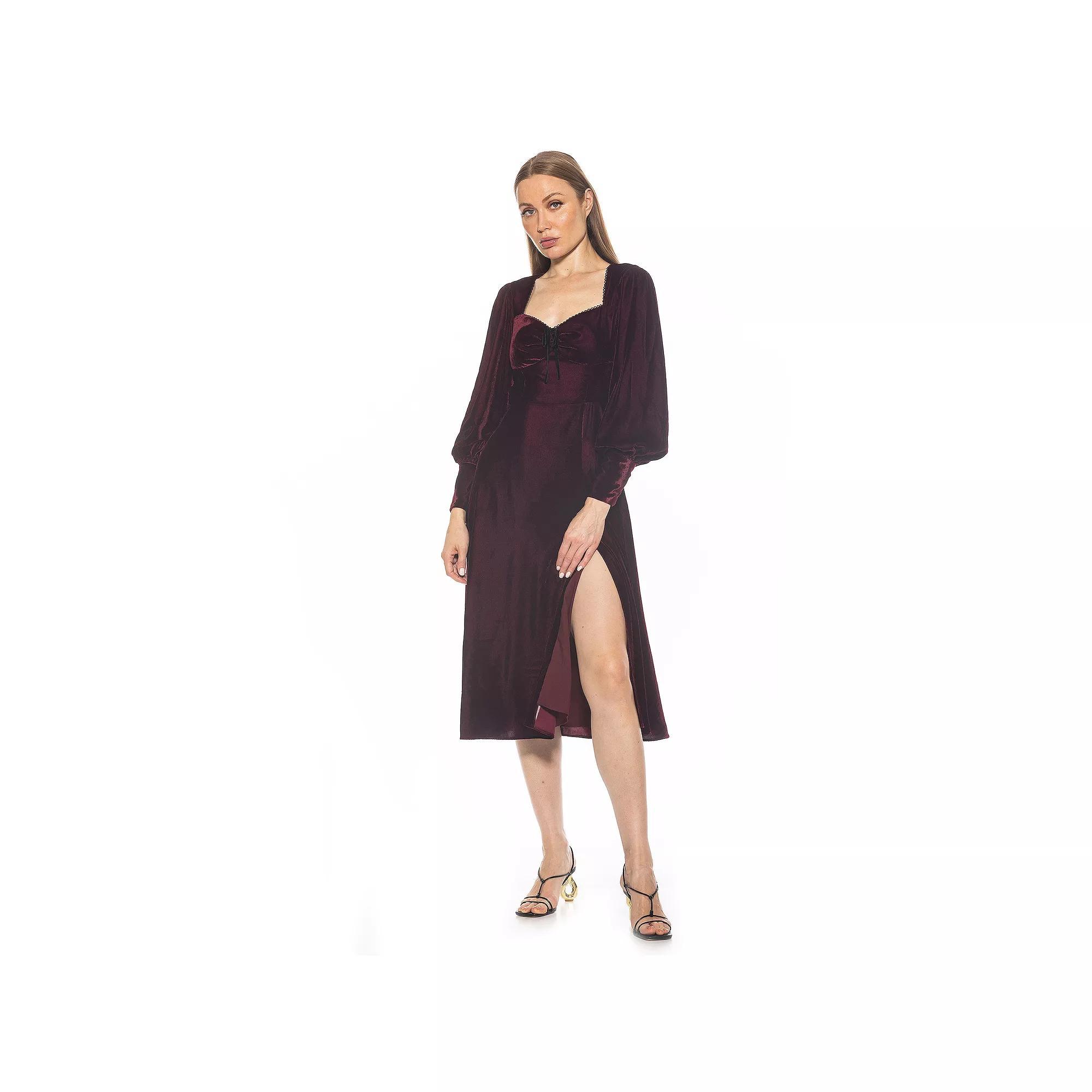 Women's ALEXIA ADMOR Willa Long Bubble Sleeve Fit And Flare Dress, Size: 4, Red Product Image