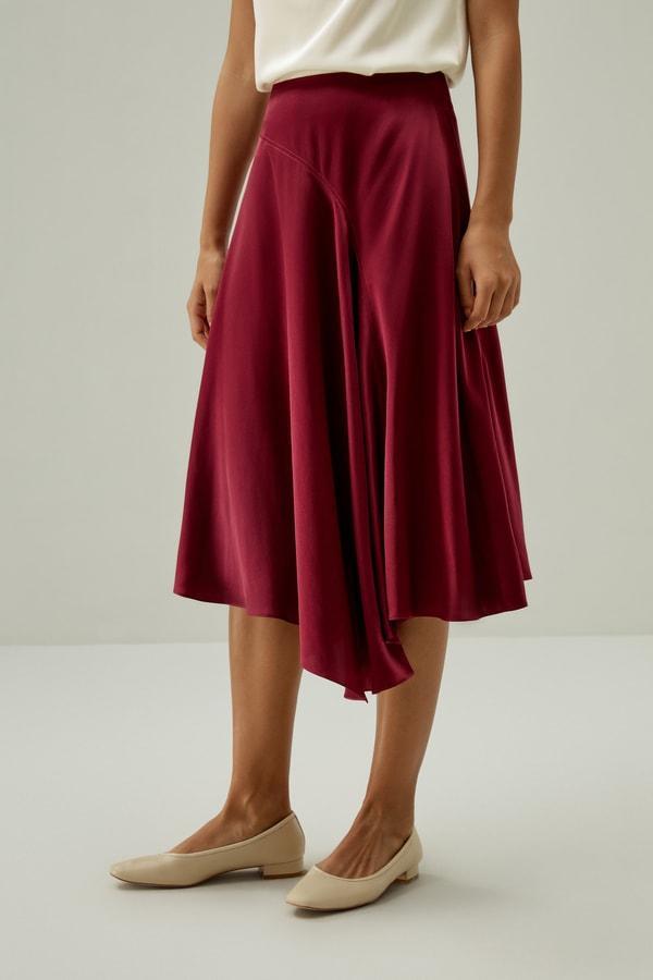 Asymmetrical Hem Silky Half-Skirt Product Image