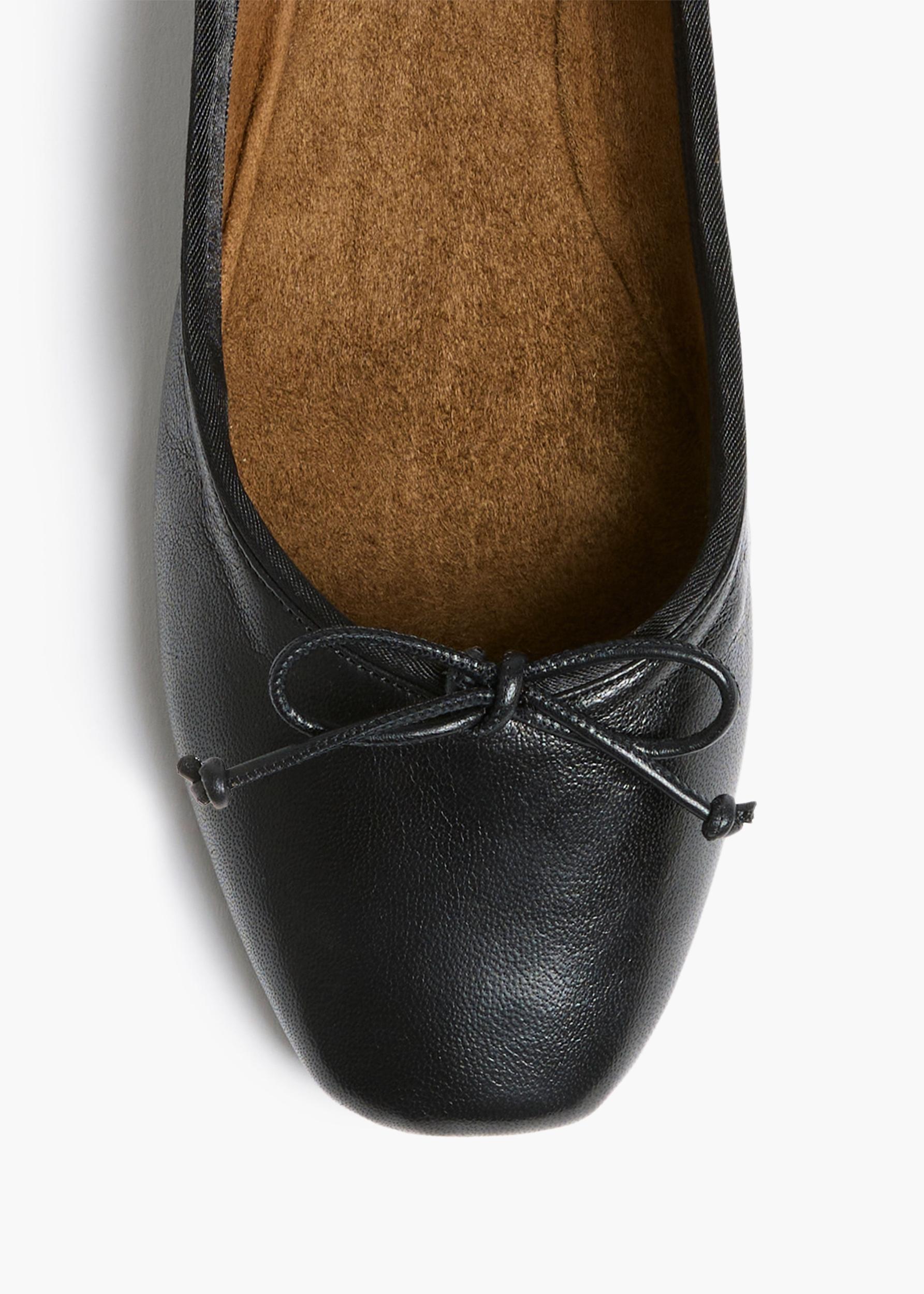 Charlotte Ballerina Flat in Black Leather Product Image