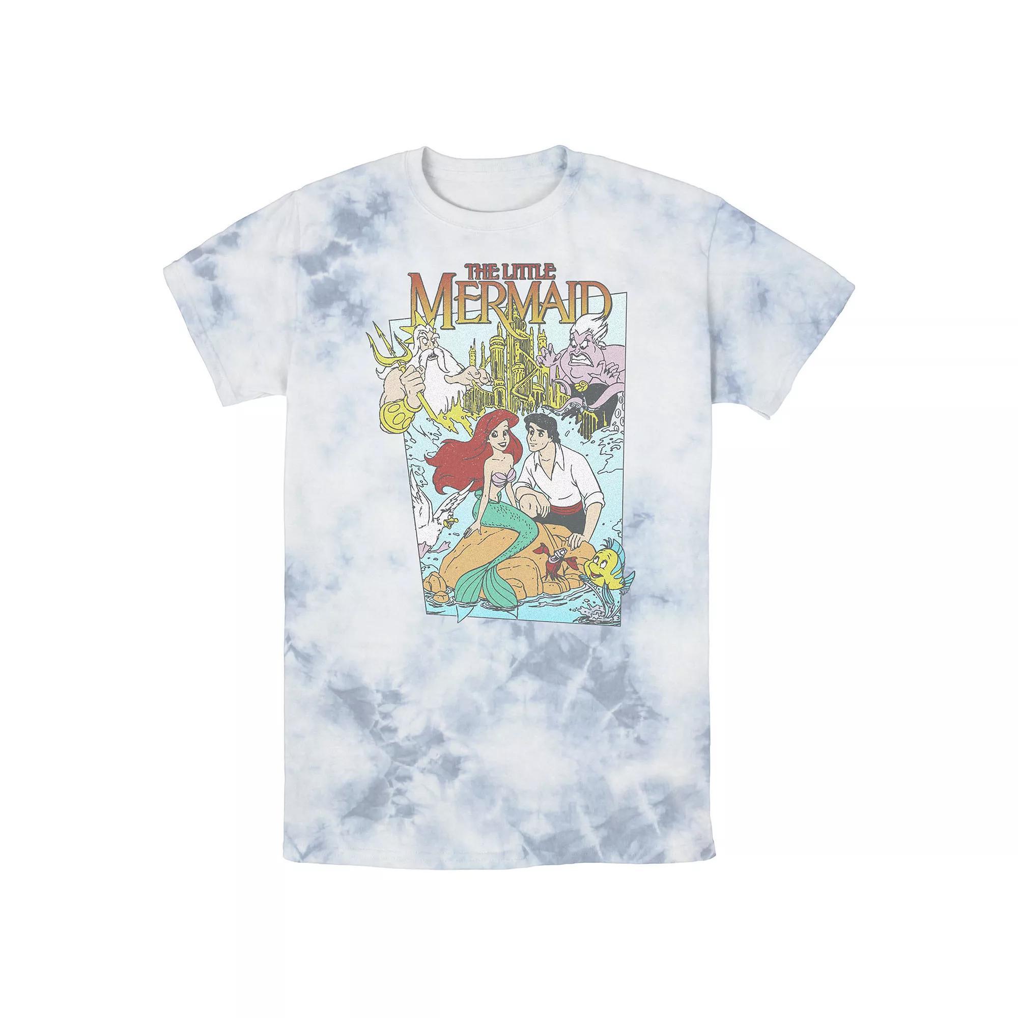 Men's Disney The Little Mermaid Vintage Cover Bomabrd Wash Tee, Size: XL, White Blue Product Image