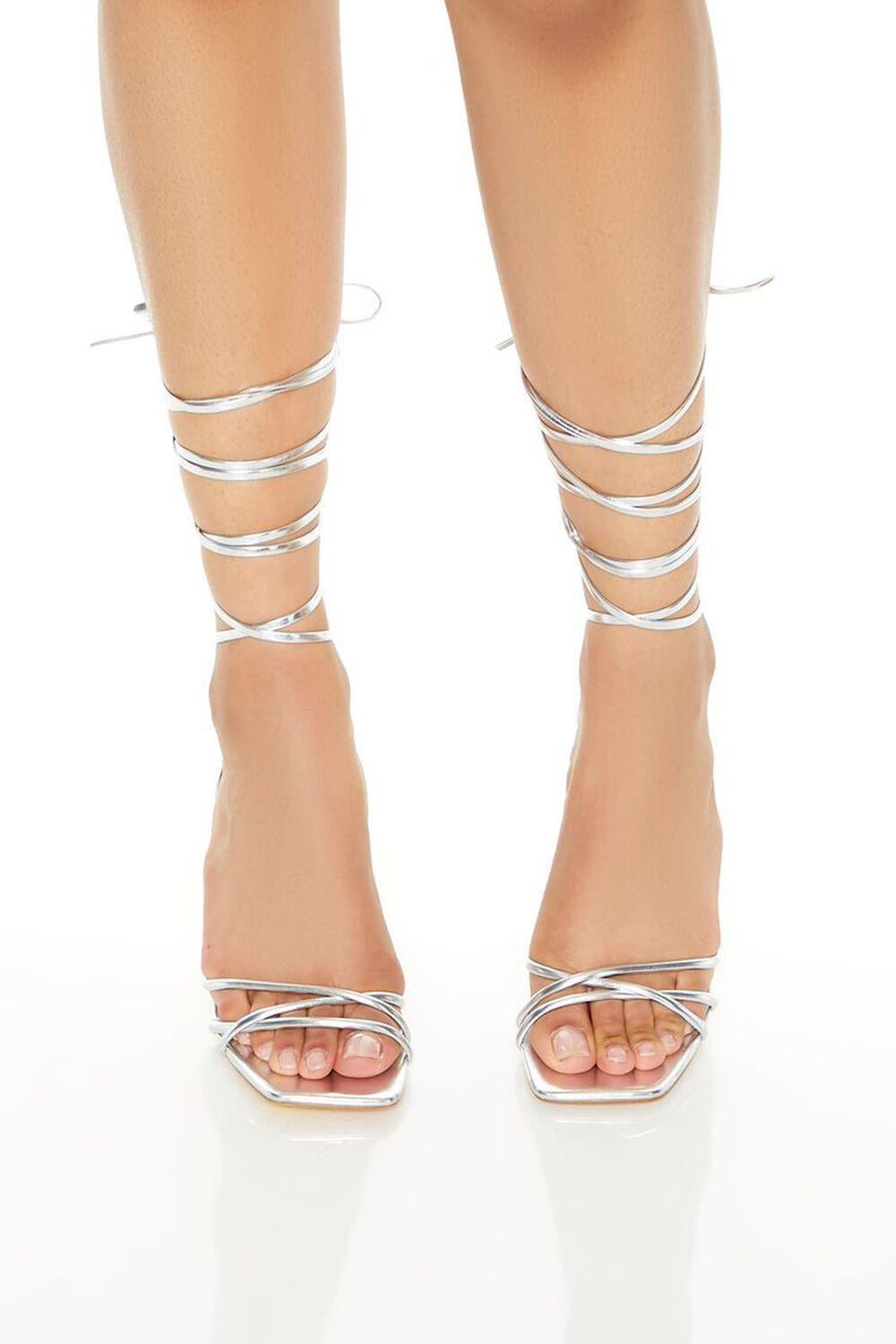Metallic Lace-Up Stiletto Heels | Forever 21 Product Image