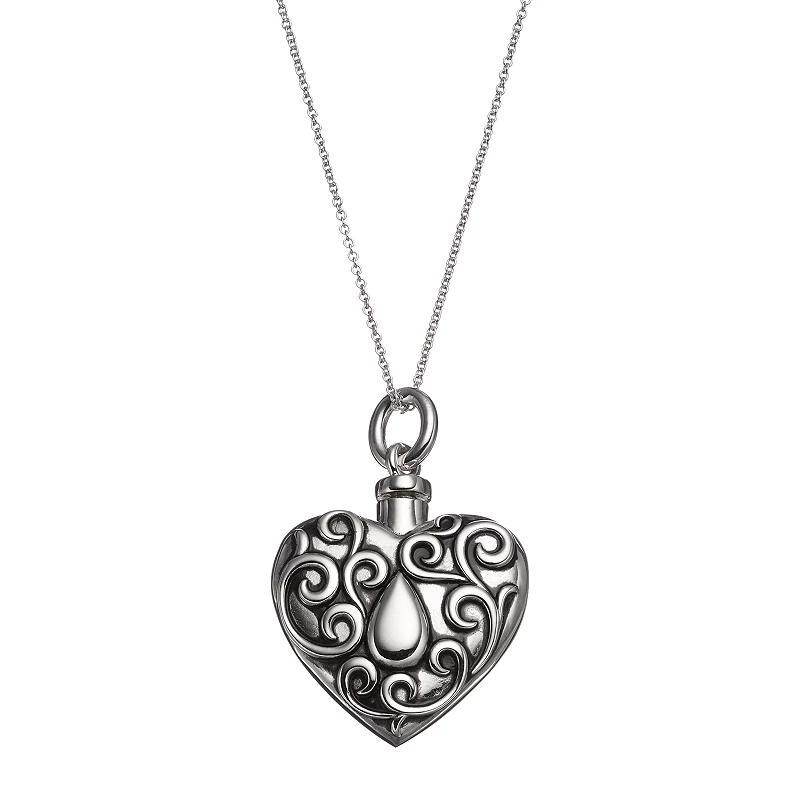 Sentimental Expressions Sterling Silver Heart Rememberance Ash Holder Necklace, Women's, Size: 18", Grey Product Image