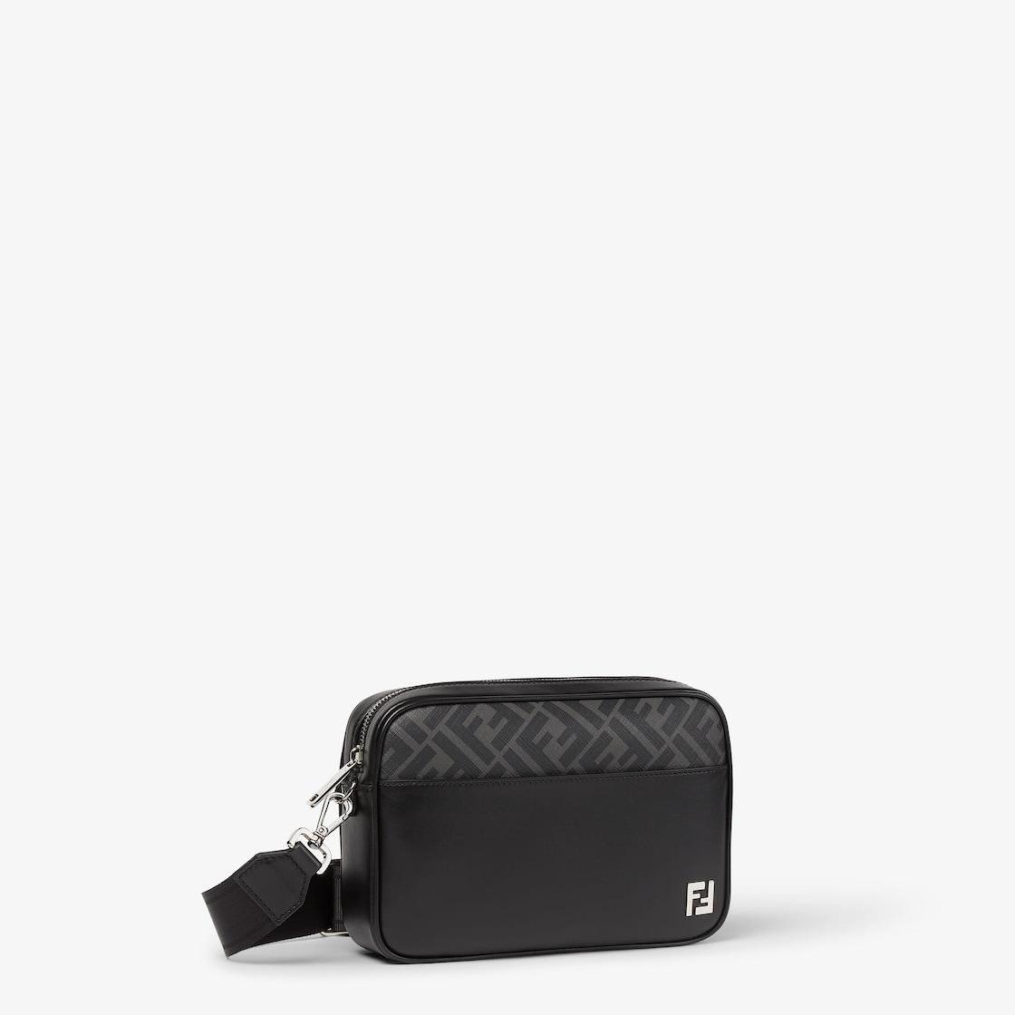 Squared FF Camera CaseBlack leather and black FF canvas bag Product Image