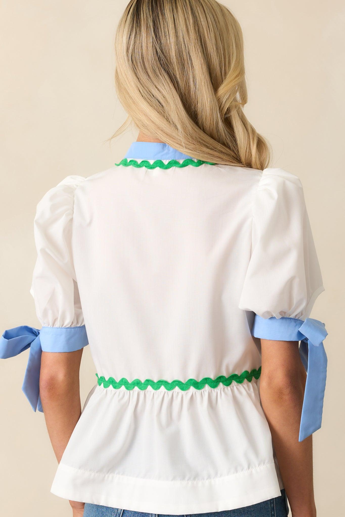 Easy Breezy Ivory Button Front Puff Sleeve Top Product Image