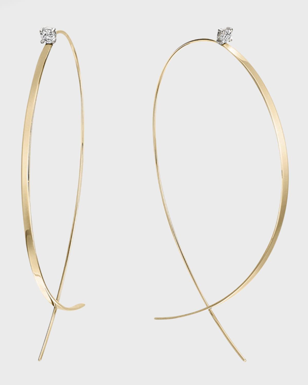 Womens Large 14K Yellow Gold & 0.13 TCW Diamond Upside-Down Hoops Product Image