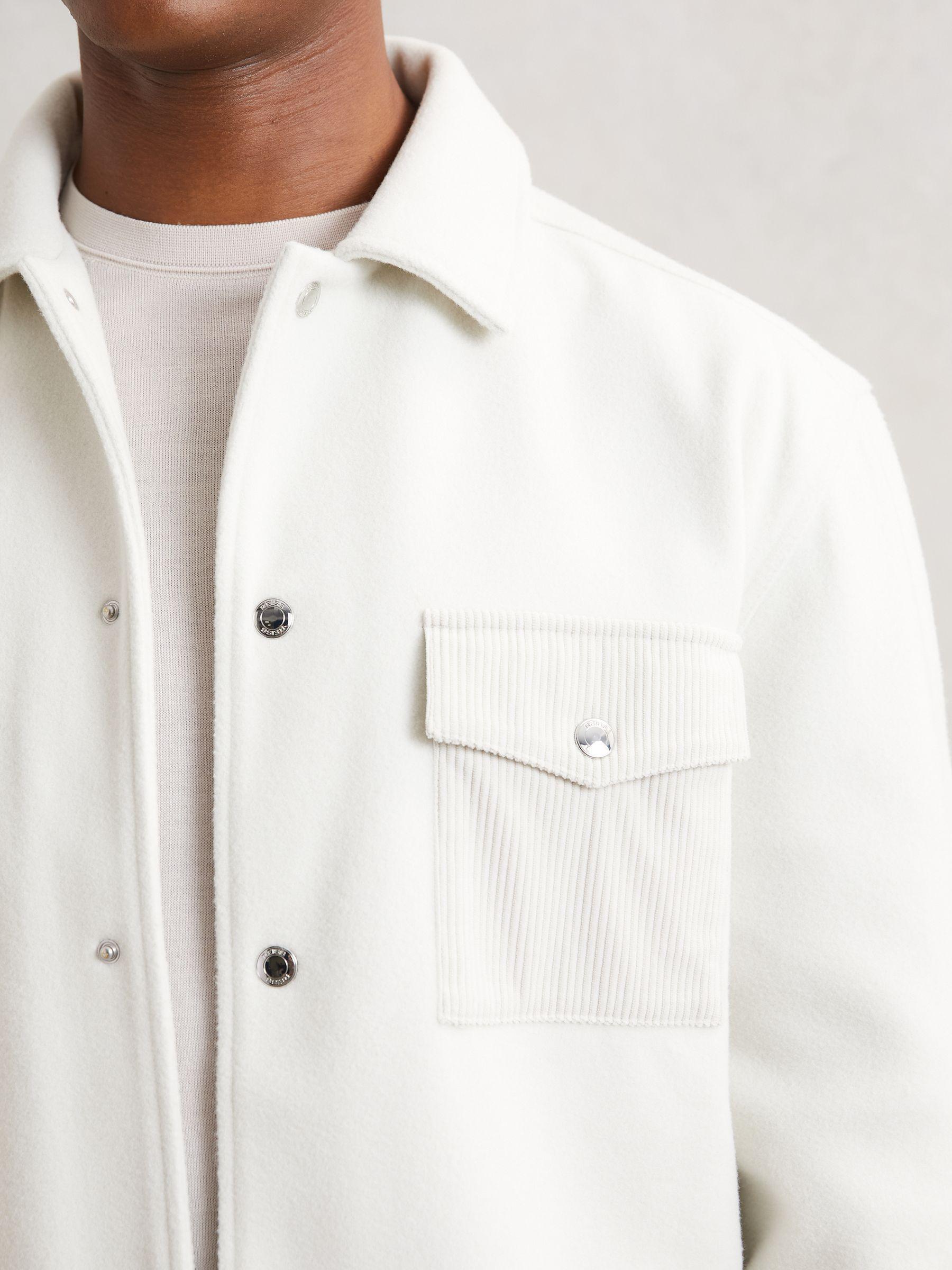 Corduroy-Pocket Press-Stud Overshirt in Off White Product Image