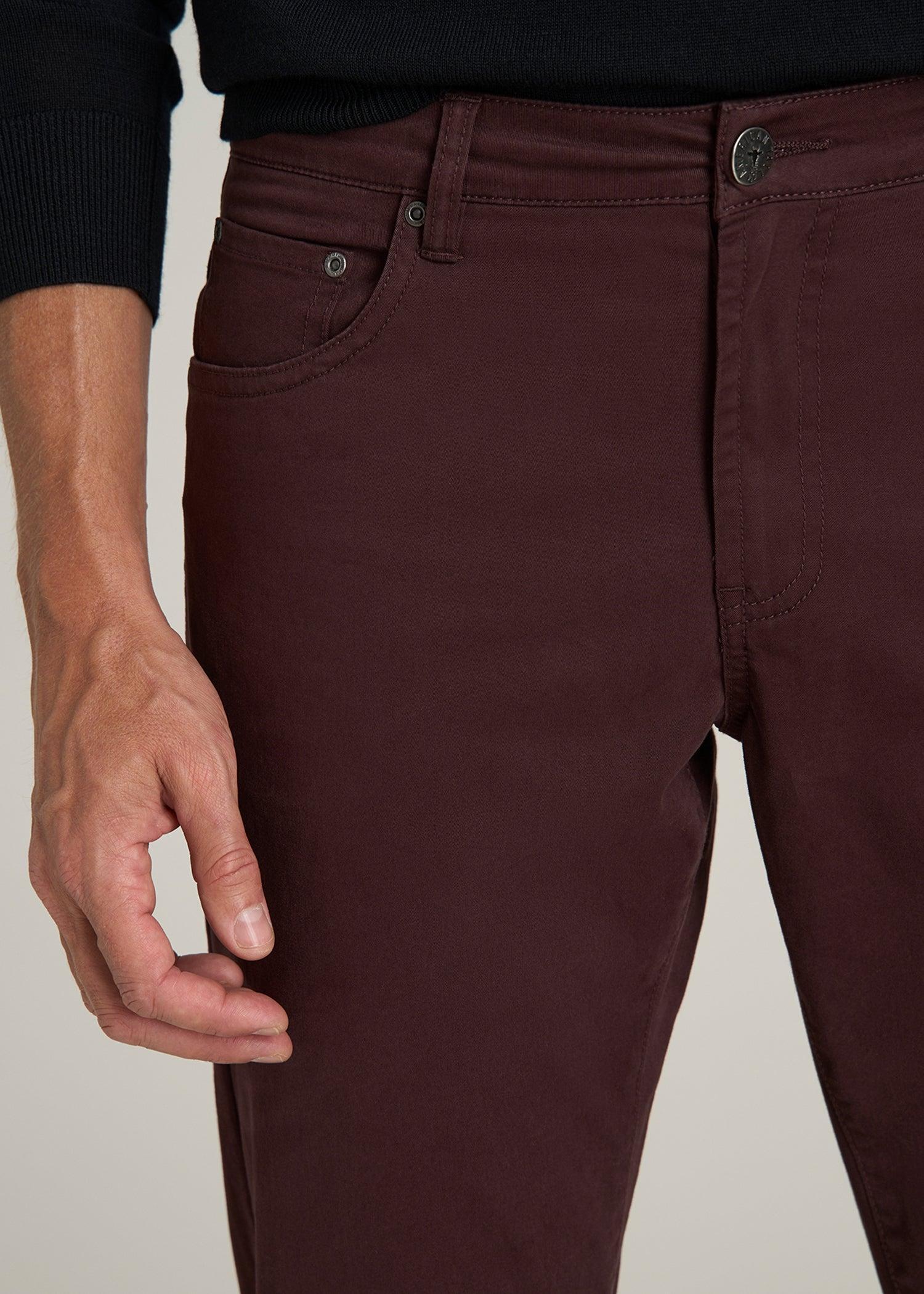 Carman TAPERED Fit Five Pocket Pants for Tall Men in Oxblood Product Image