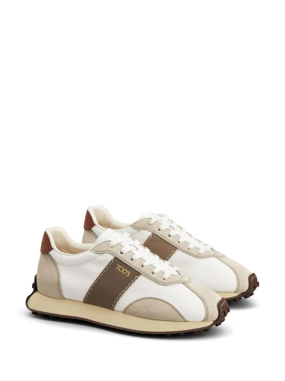 TOD'S Suede-trimmed Sneakers In White Product Image