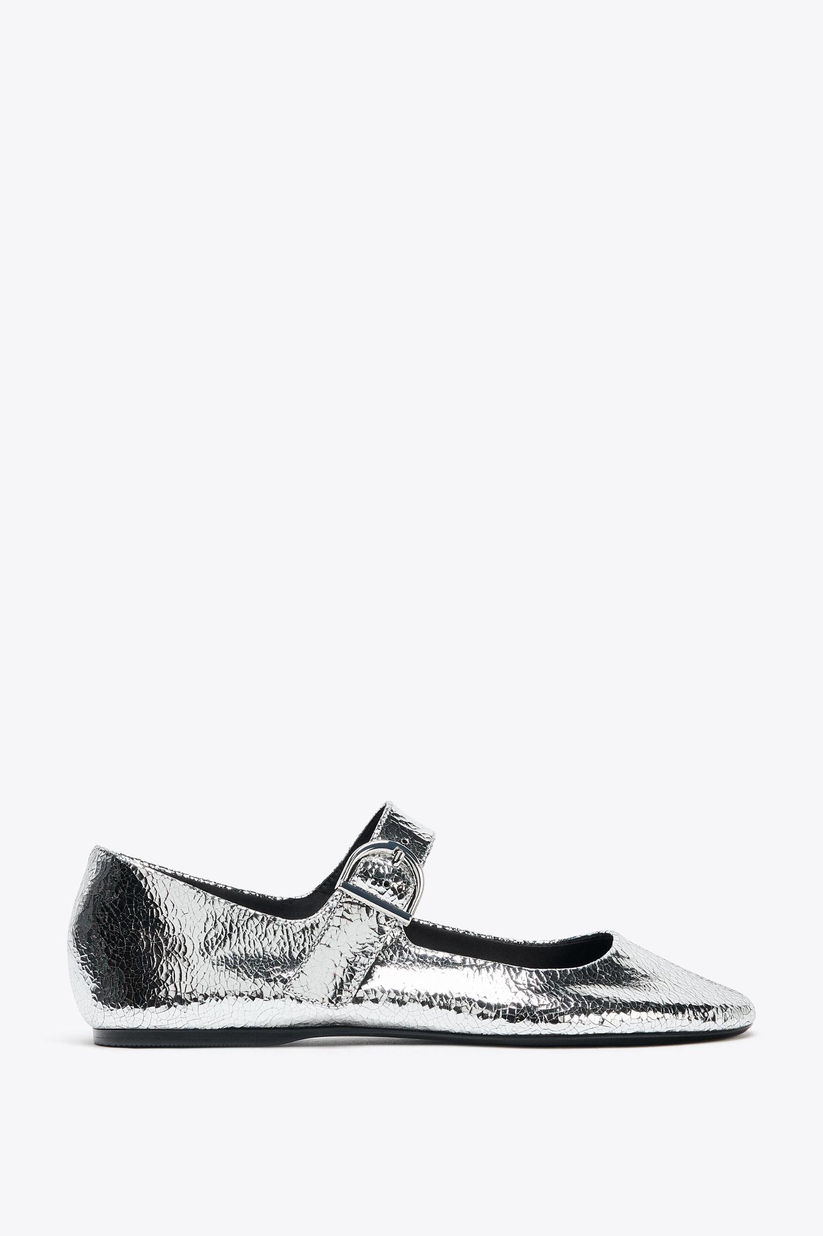 METALLIC LEATHER BALLET FLATS Product Image