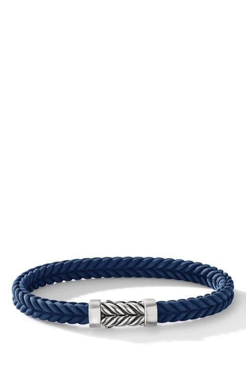 David Yurman Mens Chevron Bracelet in Black Rubber with Sterling Silver, 6mm Product Image