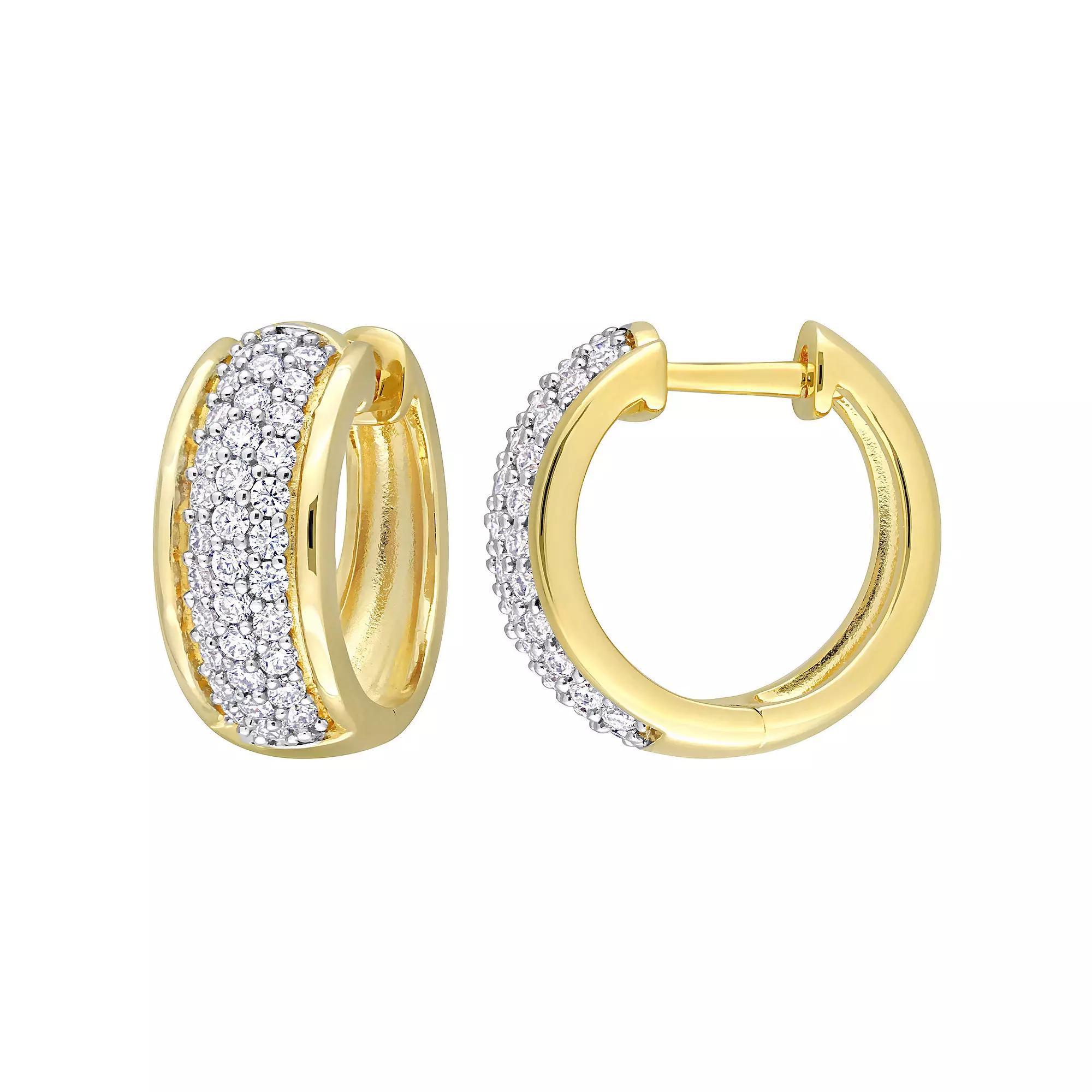 Stella Grace 18K Gold Over Silver 1/2 Carat T.W Lab-Created Moissanite Triple Row Hoop Earrings, Women's, Gold Tone Product Image