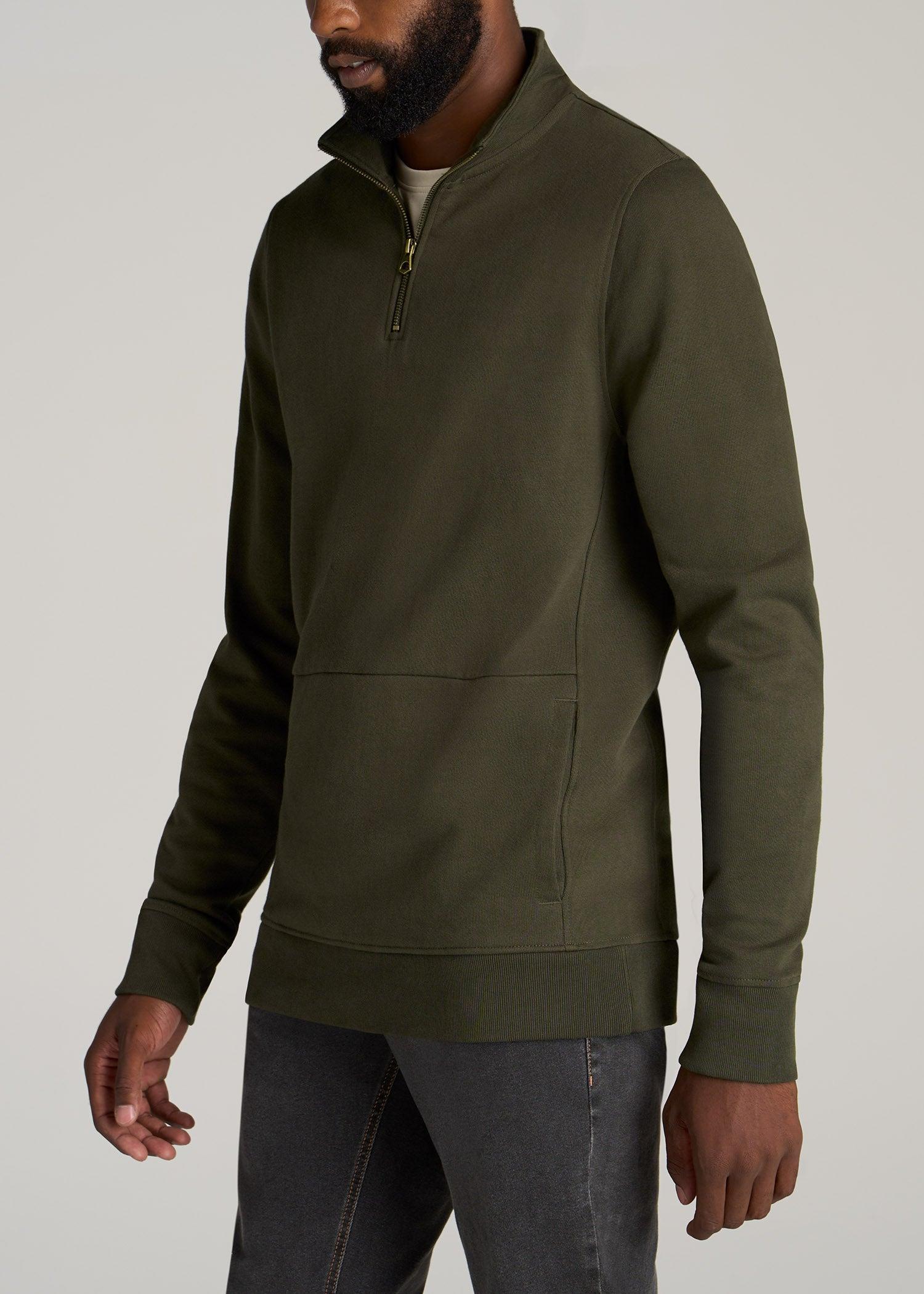 LJ&S Heavyweight Quarter-Zip Men's Tall Pullover in Vintage Thyme Green Product Image