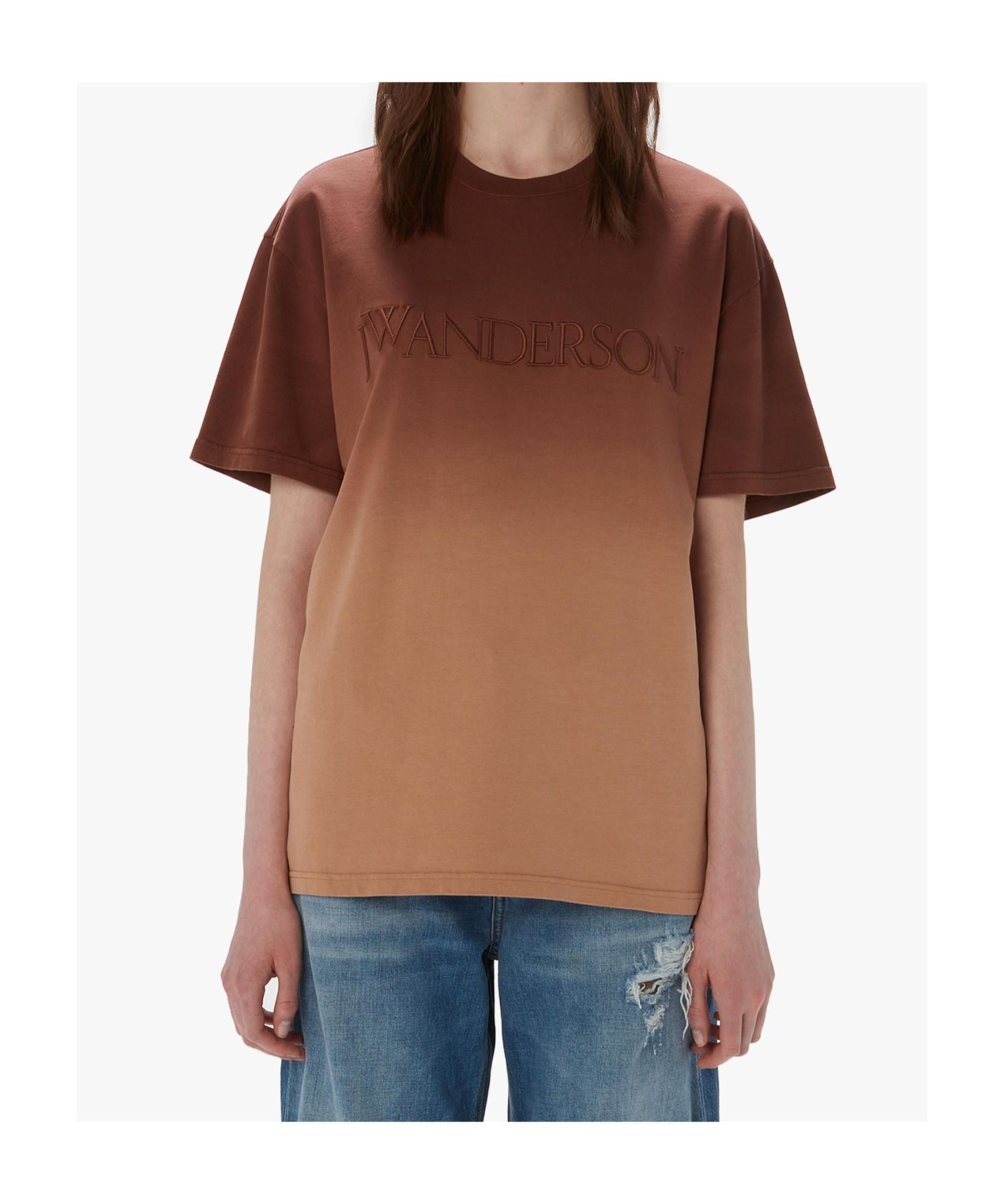 JW ANDERSON Ombré-effect Organic Cotton T-shirt In Brown Product Image